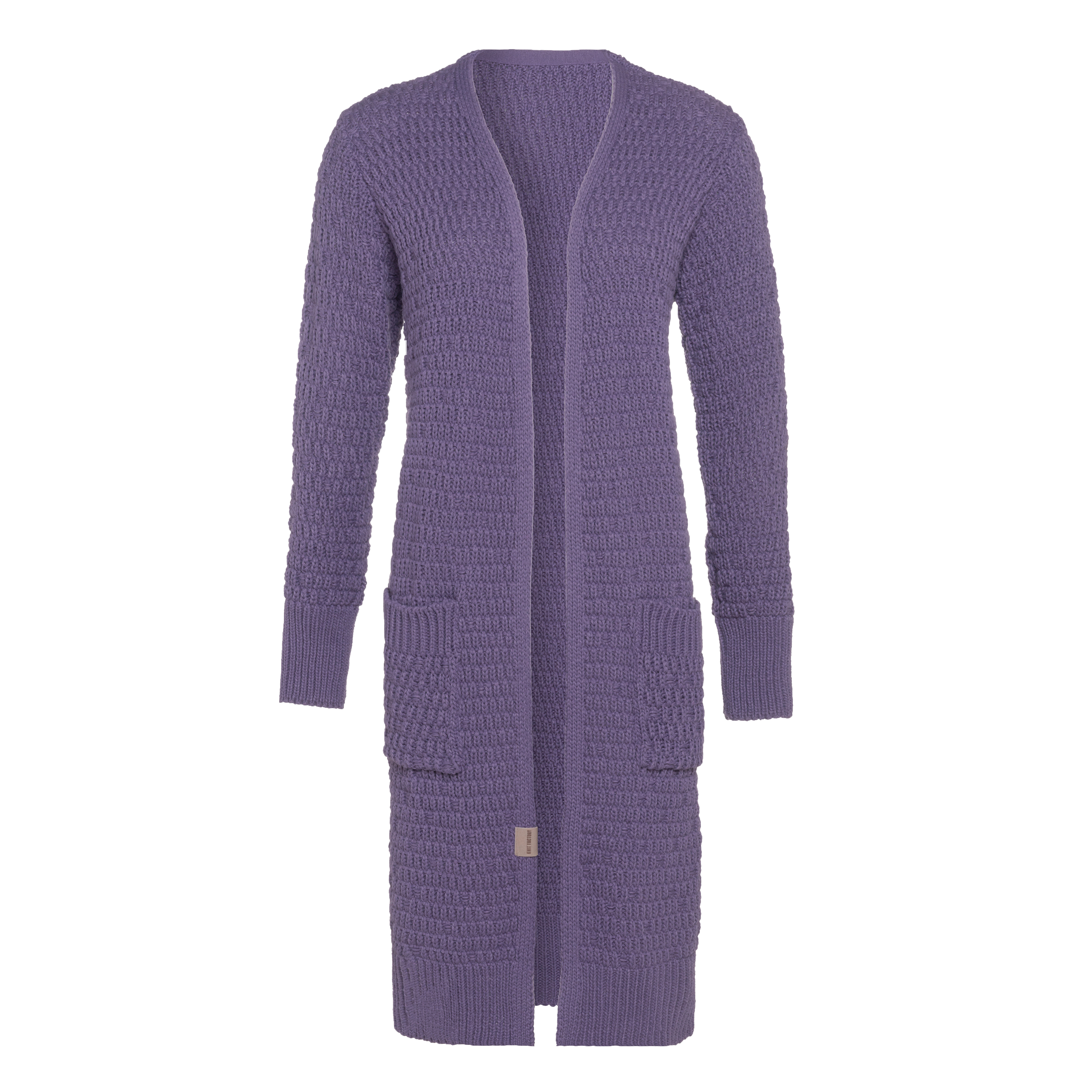 Jaida Lange Strickjacke Violett - 40/42 - Mit Taschen