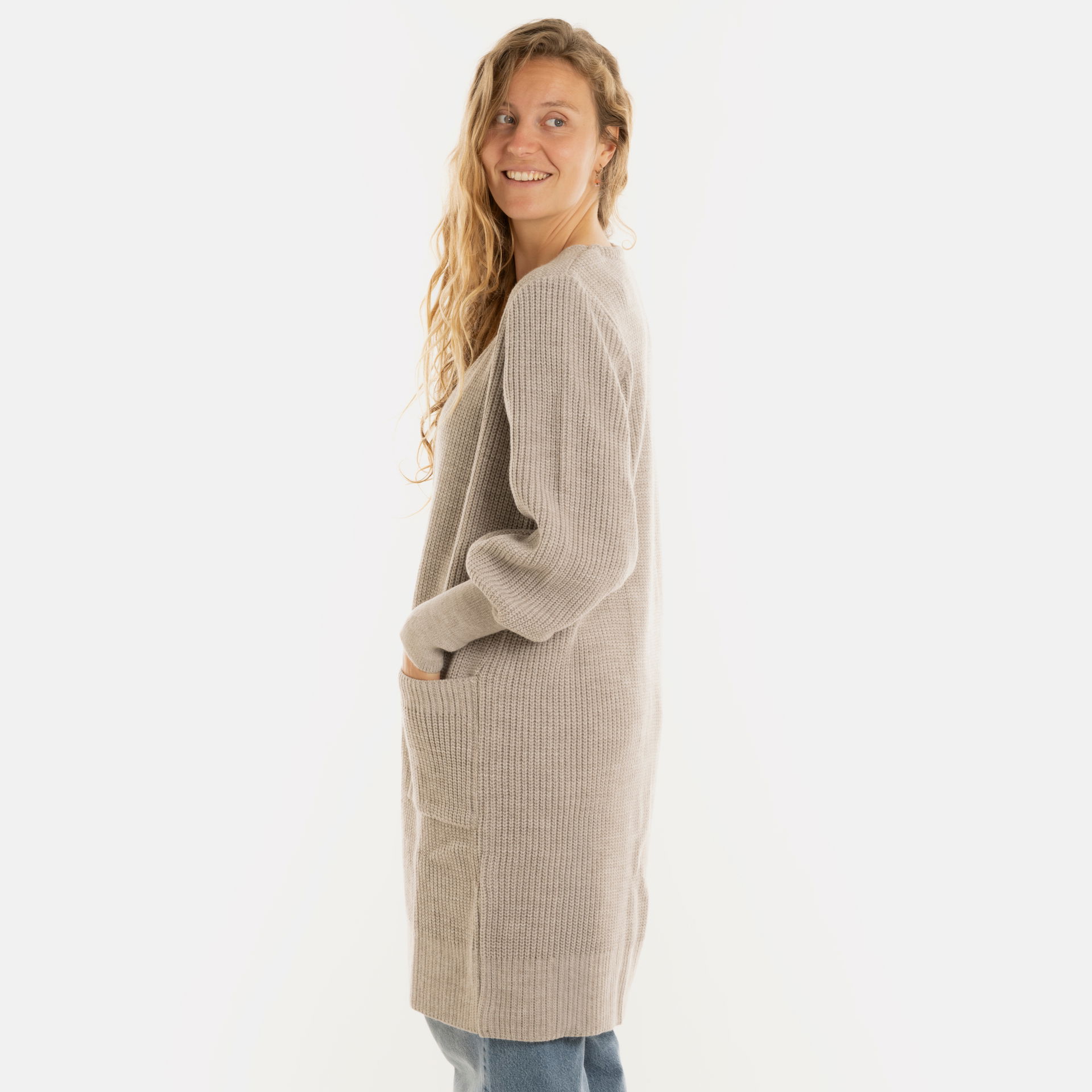Patty Lange Strickjacke Iced Clay - 36/38