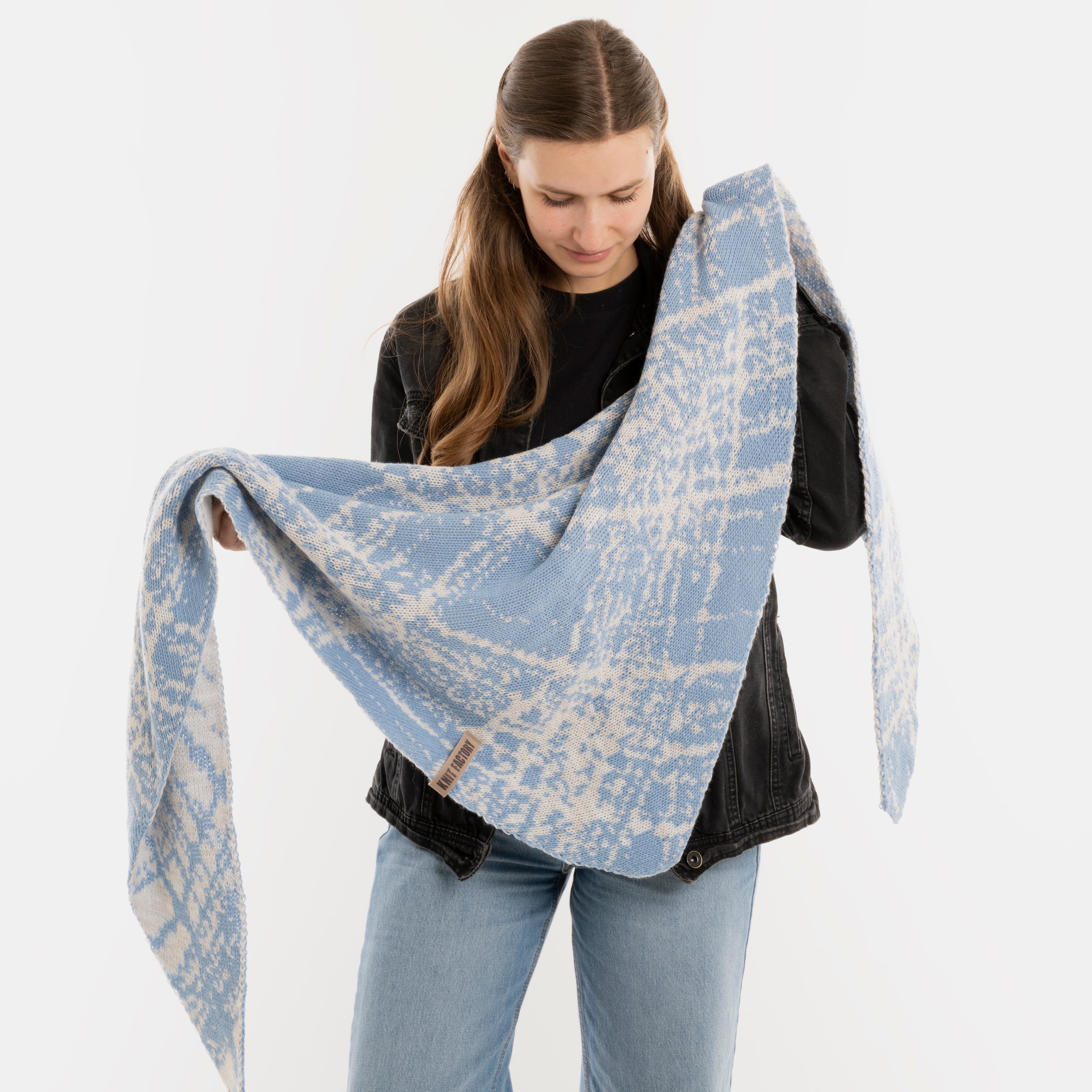 Lea Dreiecksschal Beige/Crystal Blue