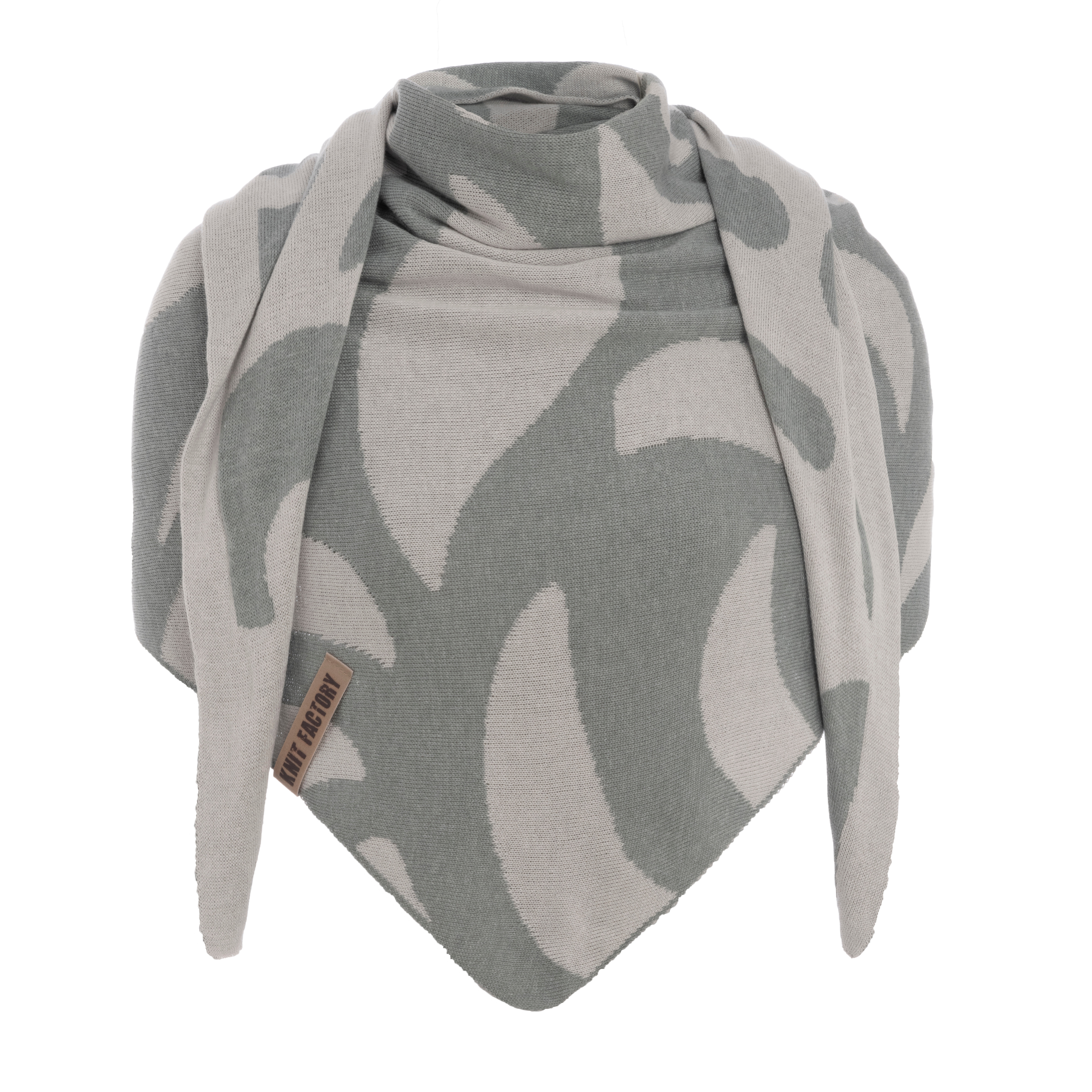Leaf Triangle Scarf Bright Grey/Light Grey