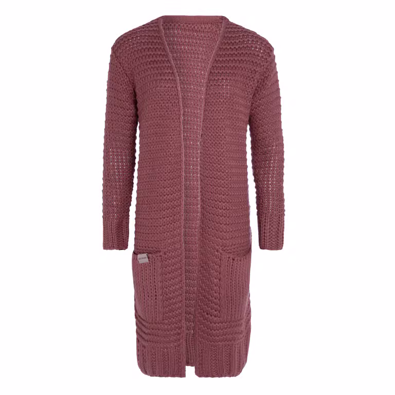 Alex Long Knitted Cardigan Stone Red - 36/38