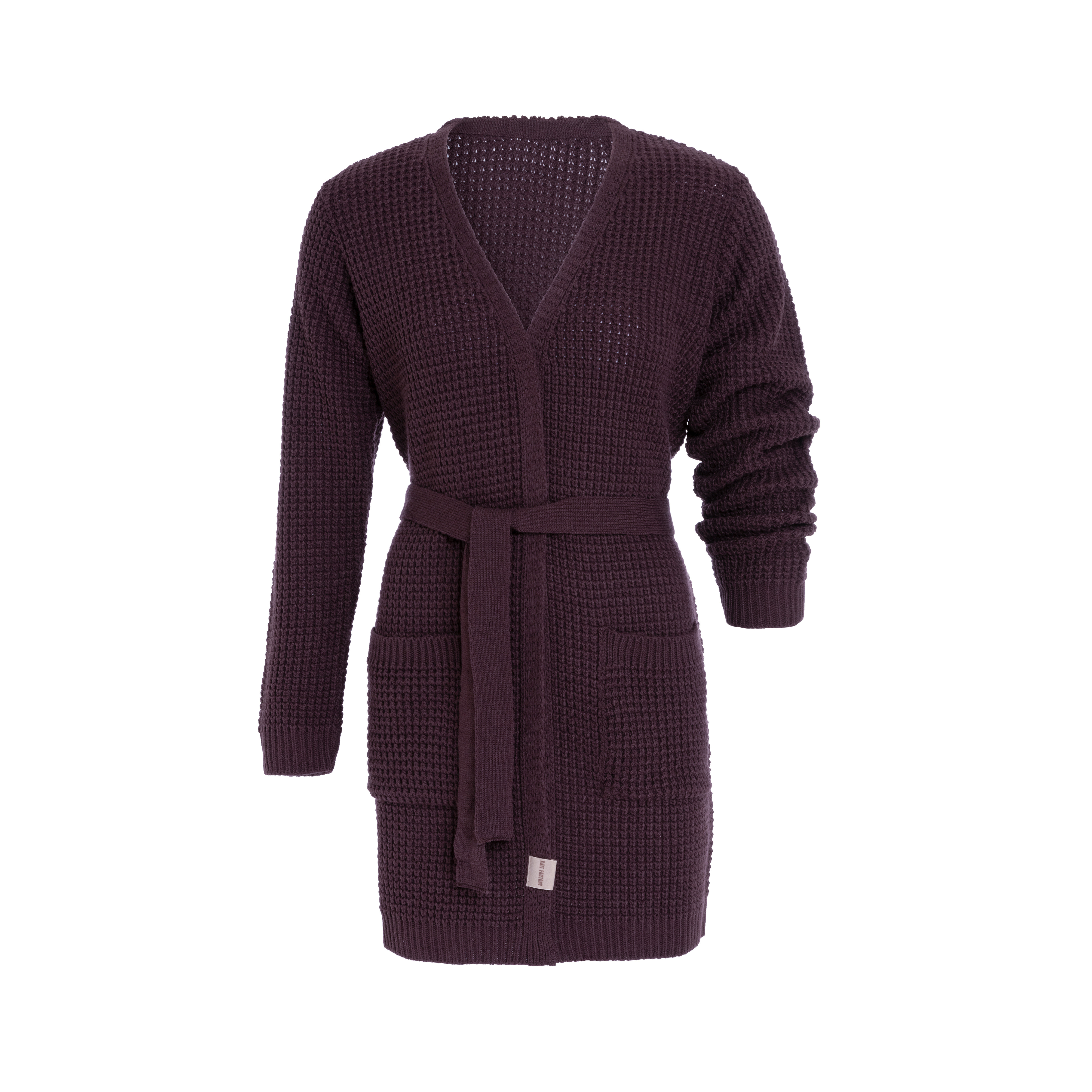 Robin Knitted Cardigan Aubergine - 36/38 - With side pockets