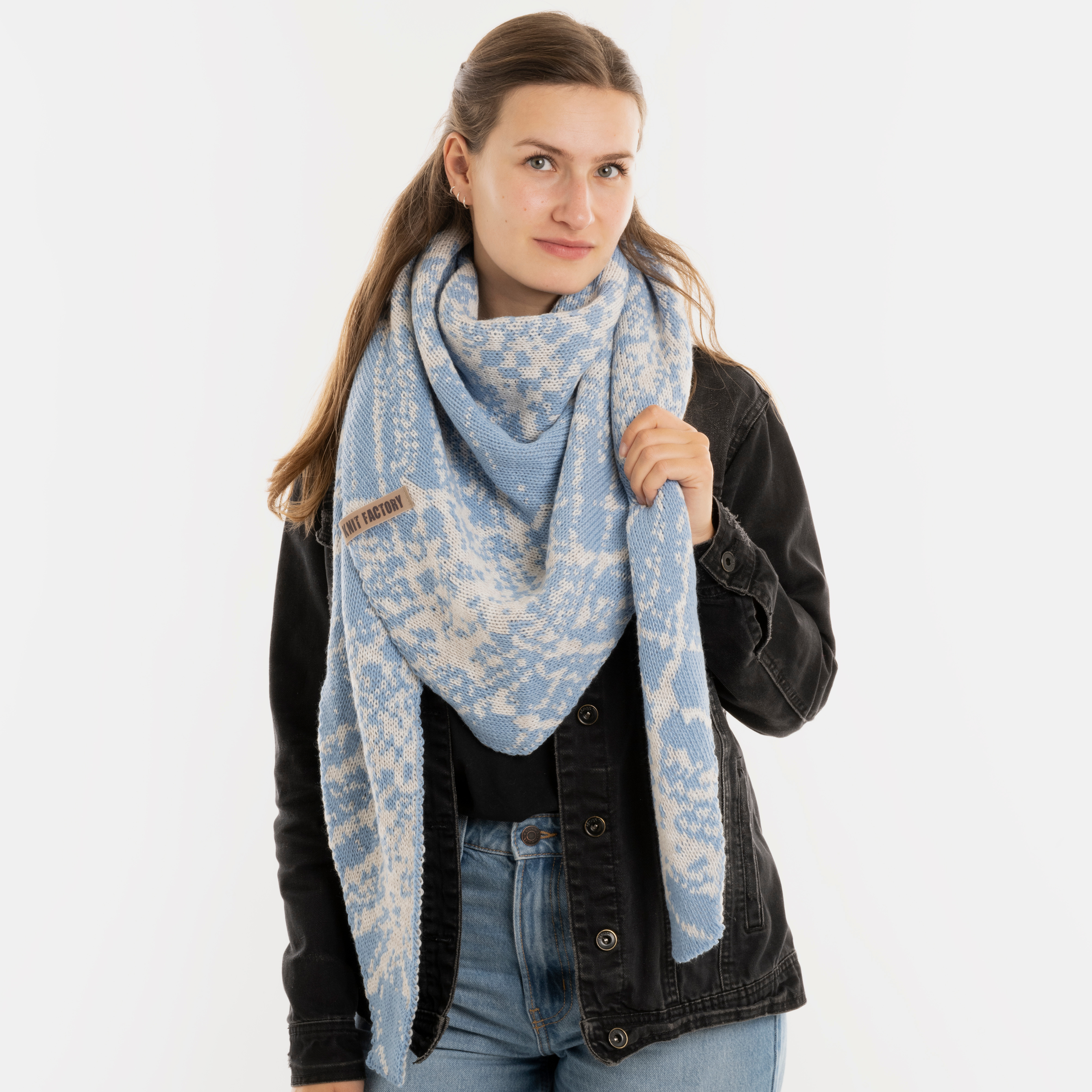 Lea Dreiecksschal Beige/Crystal Blue