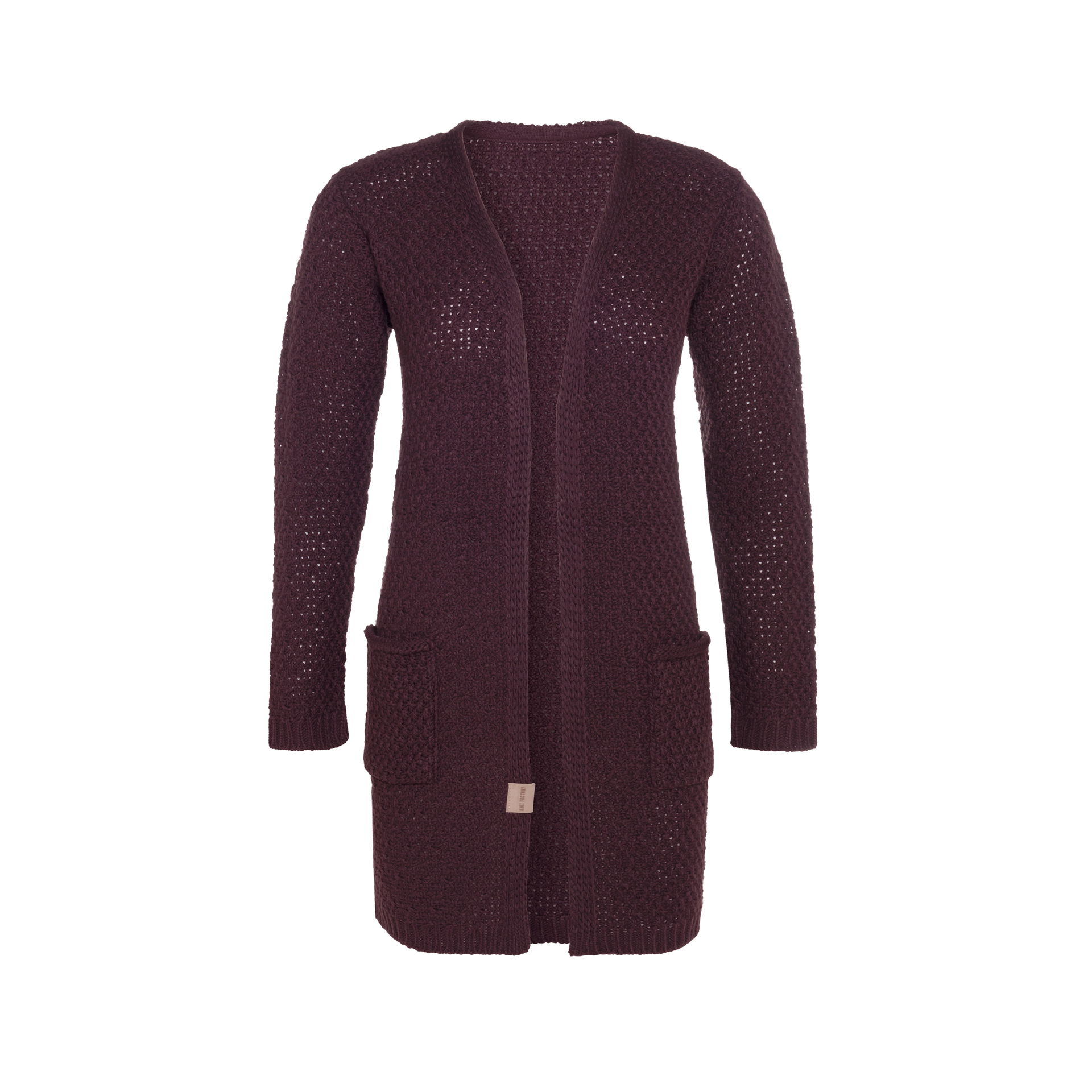 Luna Strickjacke Aubergine - 36/38 - Mit Taschen