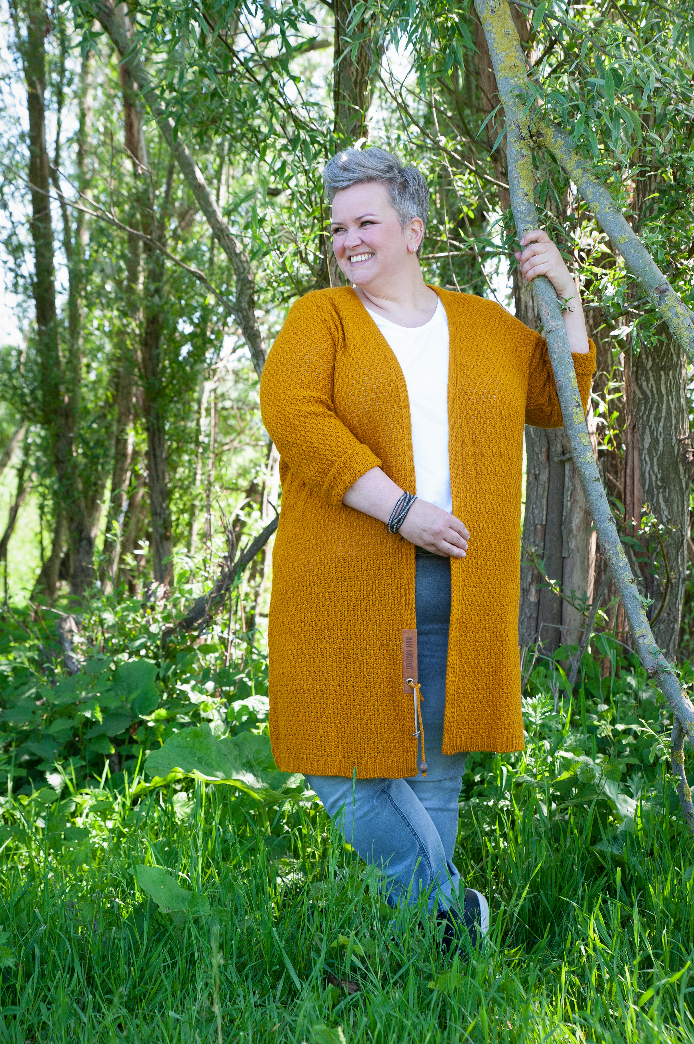 Luna Long Knitted Cardigan Ochre - 50/52