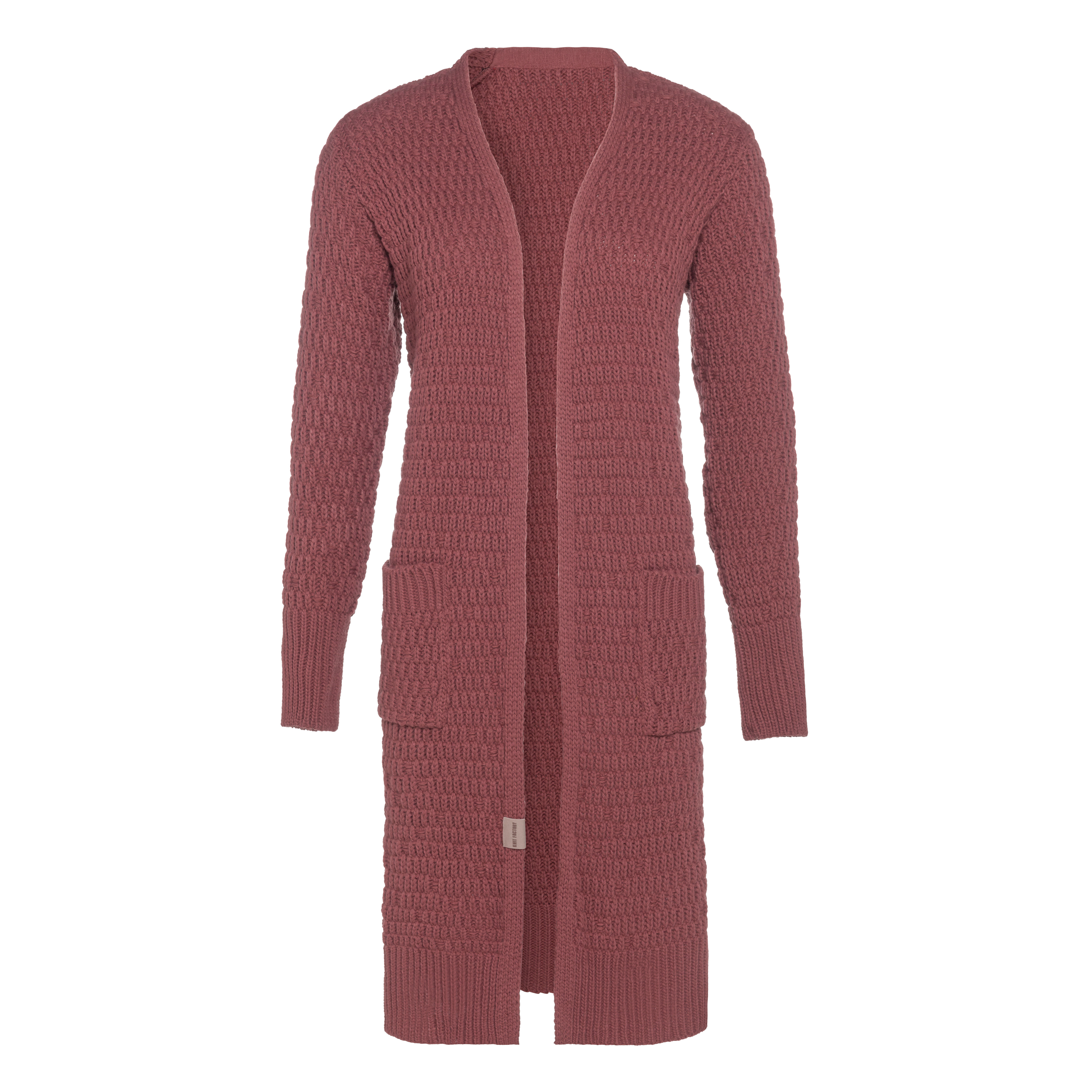 Jaida Lang Gebreid Vest Stone Red - 40/42 - Met steekzakken