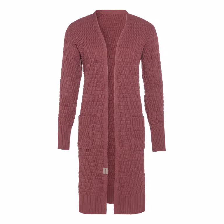 Jaida Lang Gebreid Vest Stone Red - 40/42 - Met steekzakken