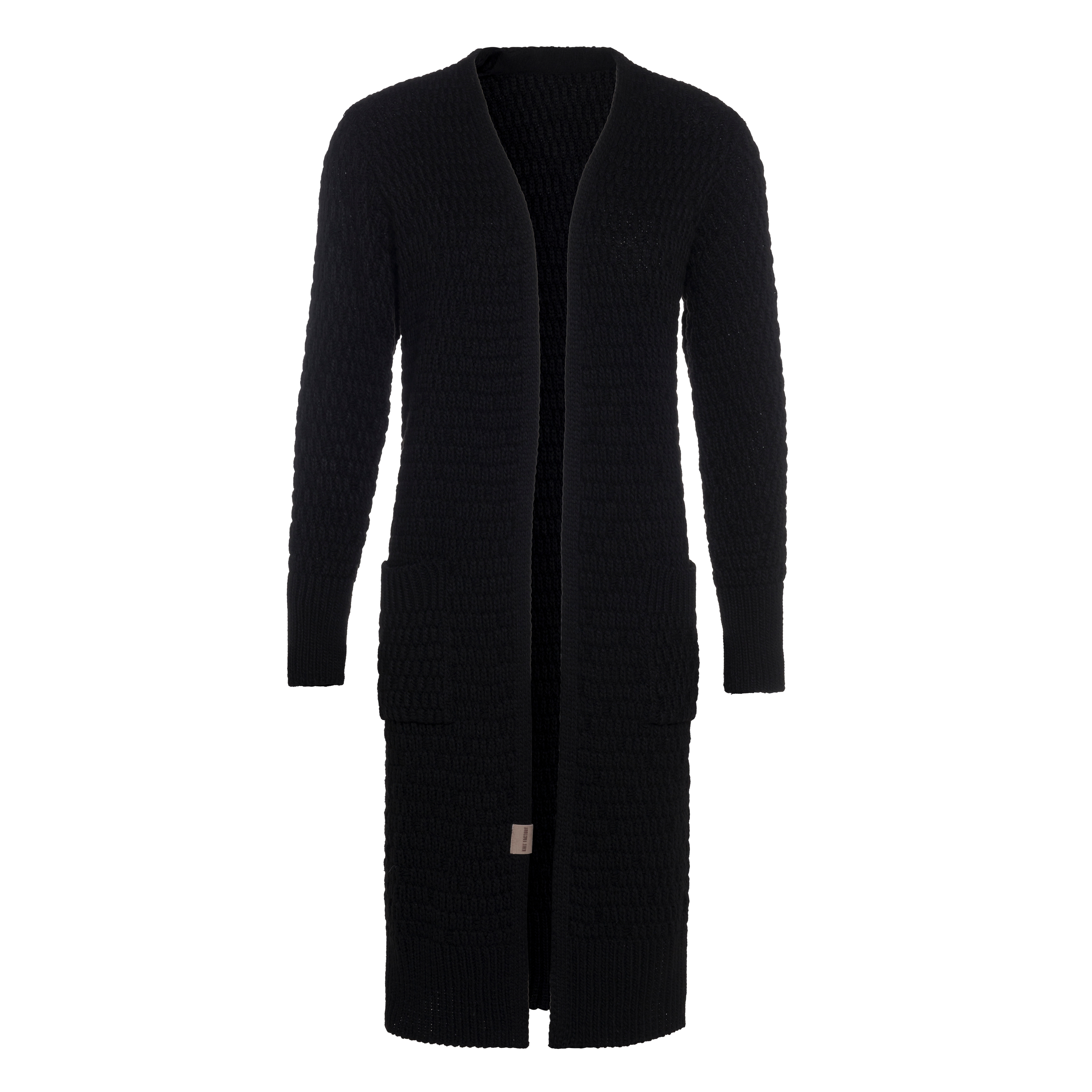 Jaida Long Knitted Cardigan Black - 36/38 - With side pockets