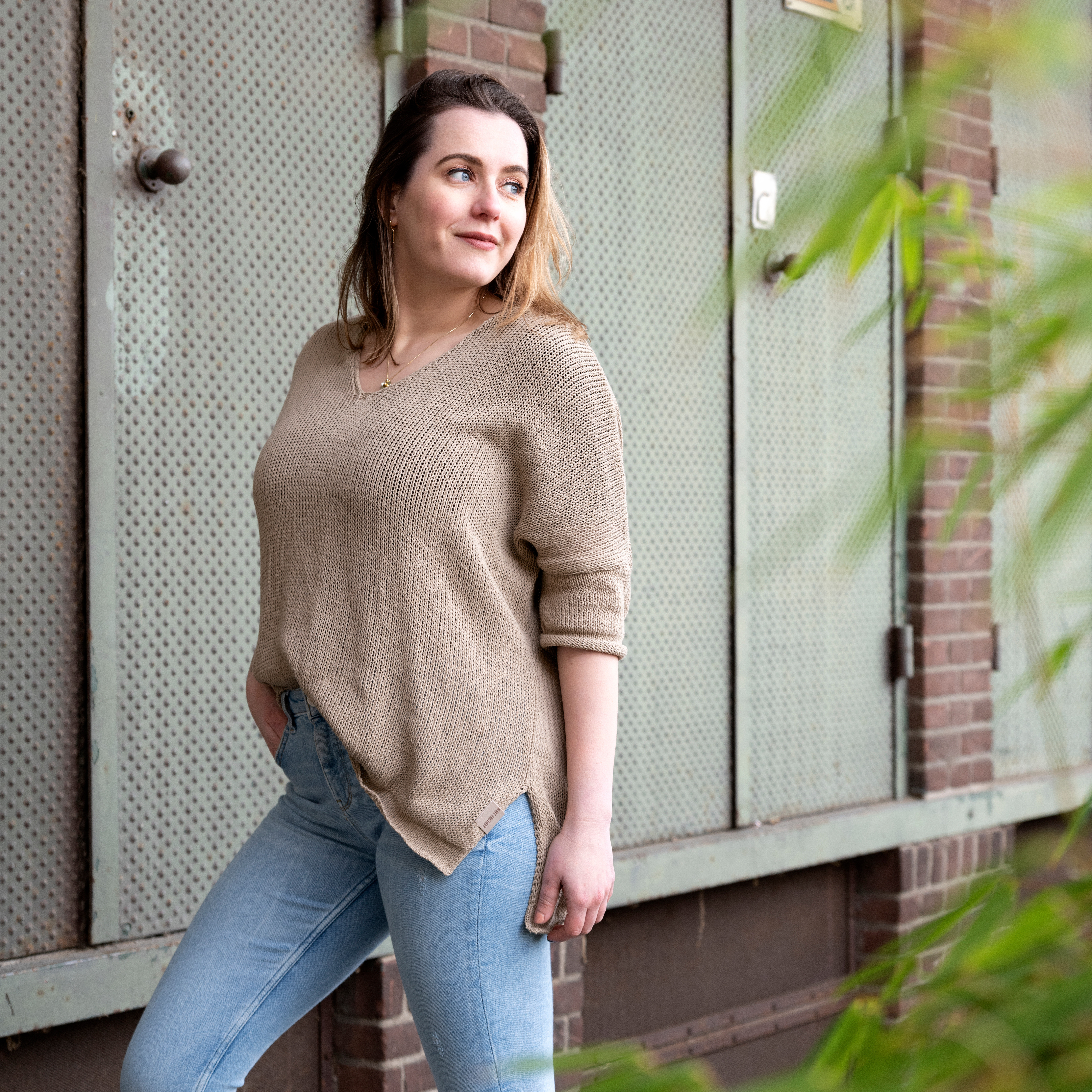 Jasmin Strickpullover V-Ausschnitt Leinen - 36/44