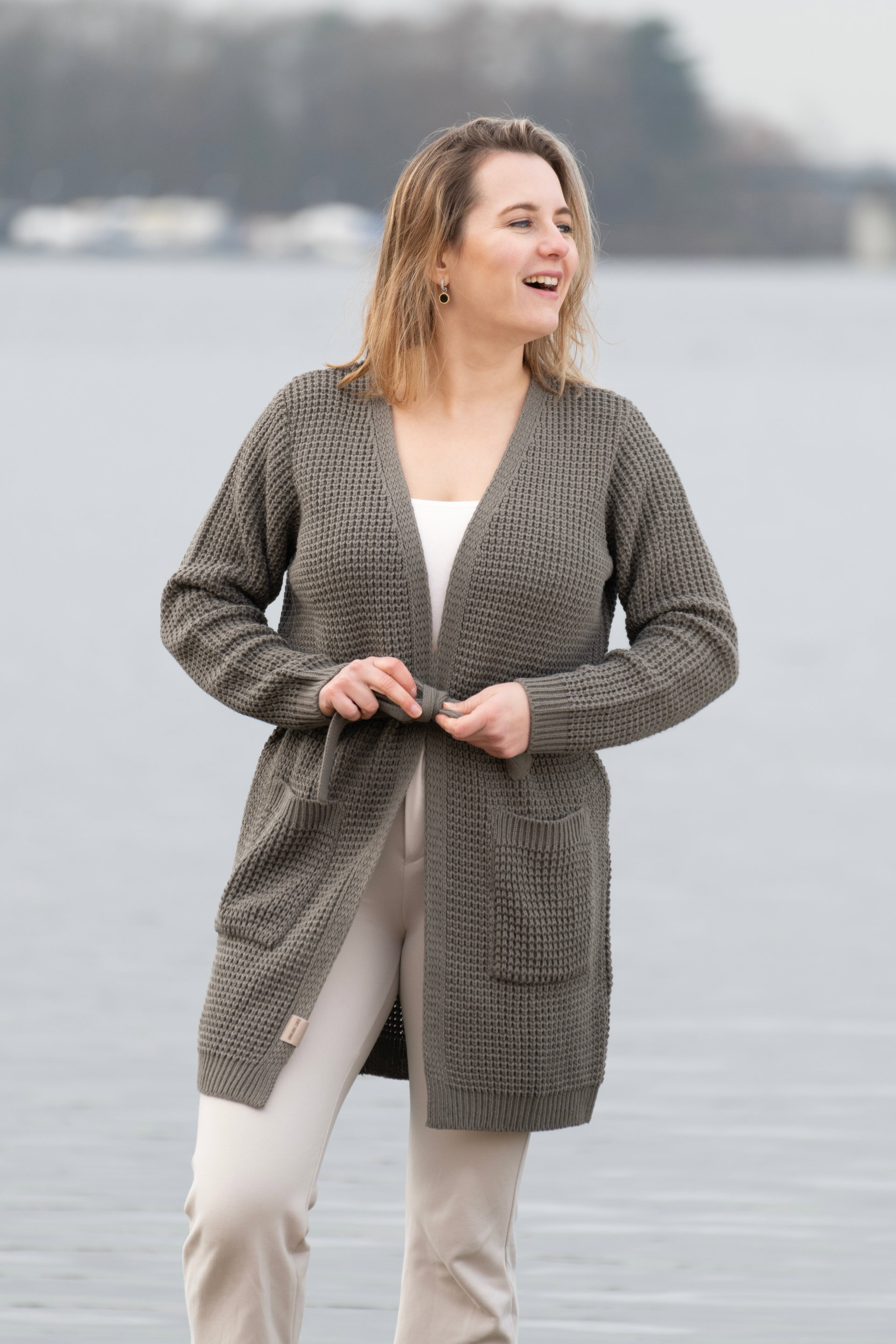 Robin Gebreid Vest Laurel - 36/38 - Met steekzakken