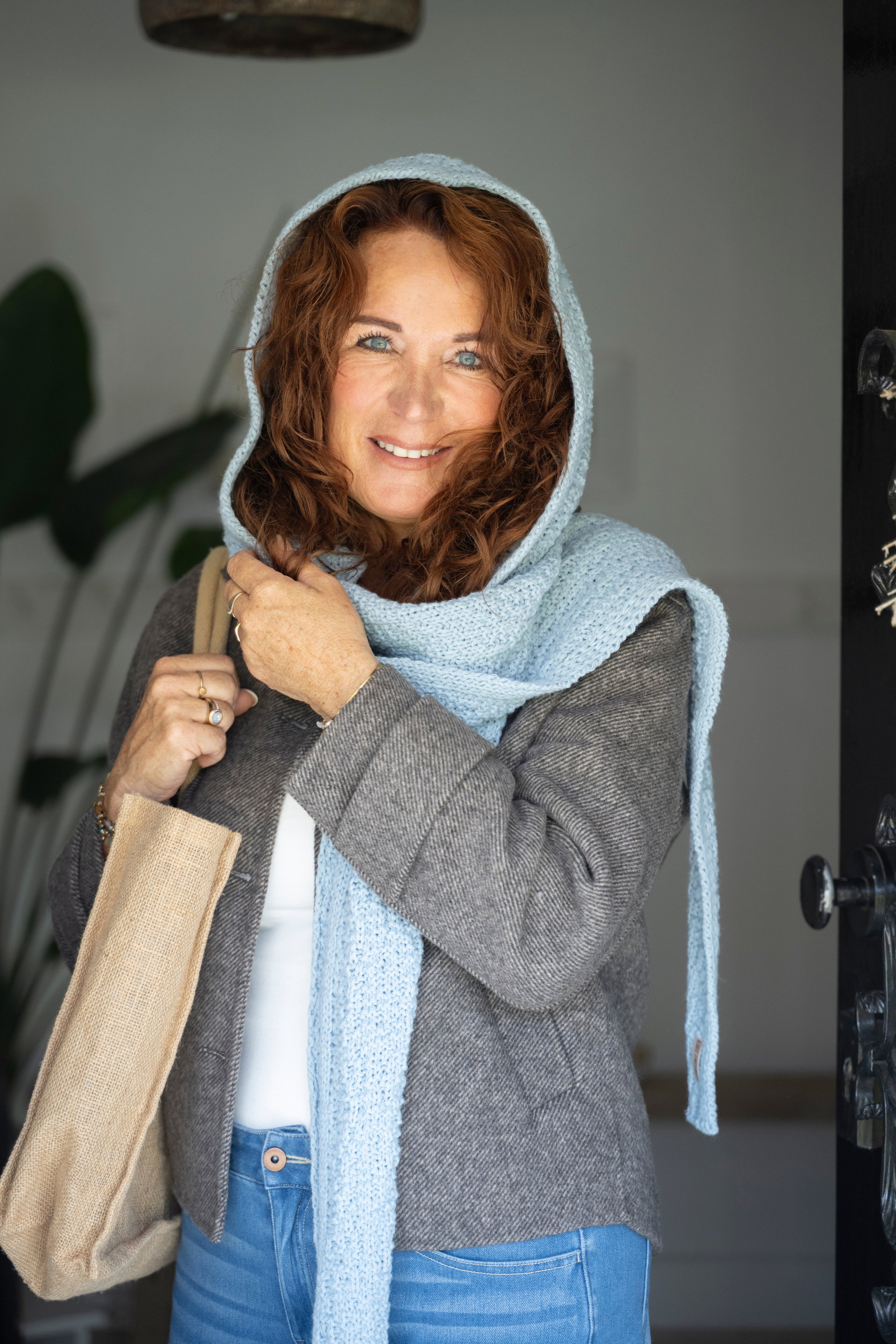 Blake Hooded Scarf Beige