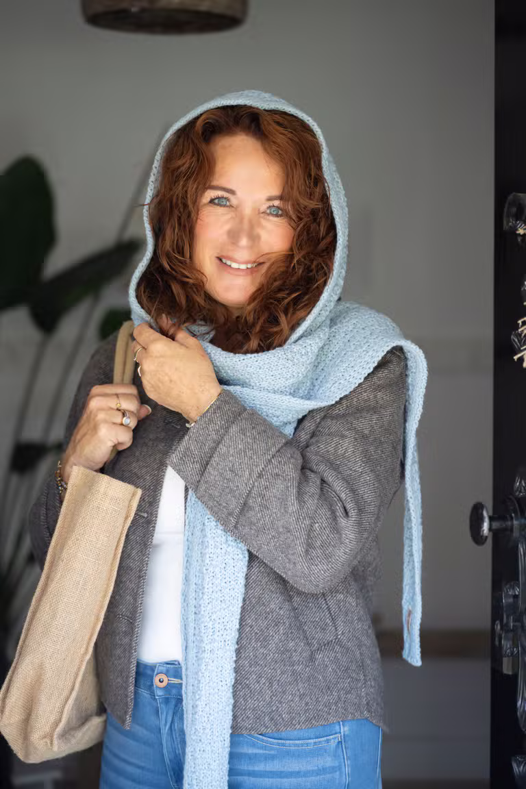 Blake Hooded Scarf Beige
