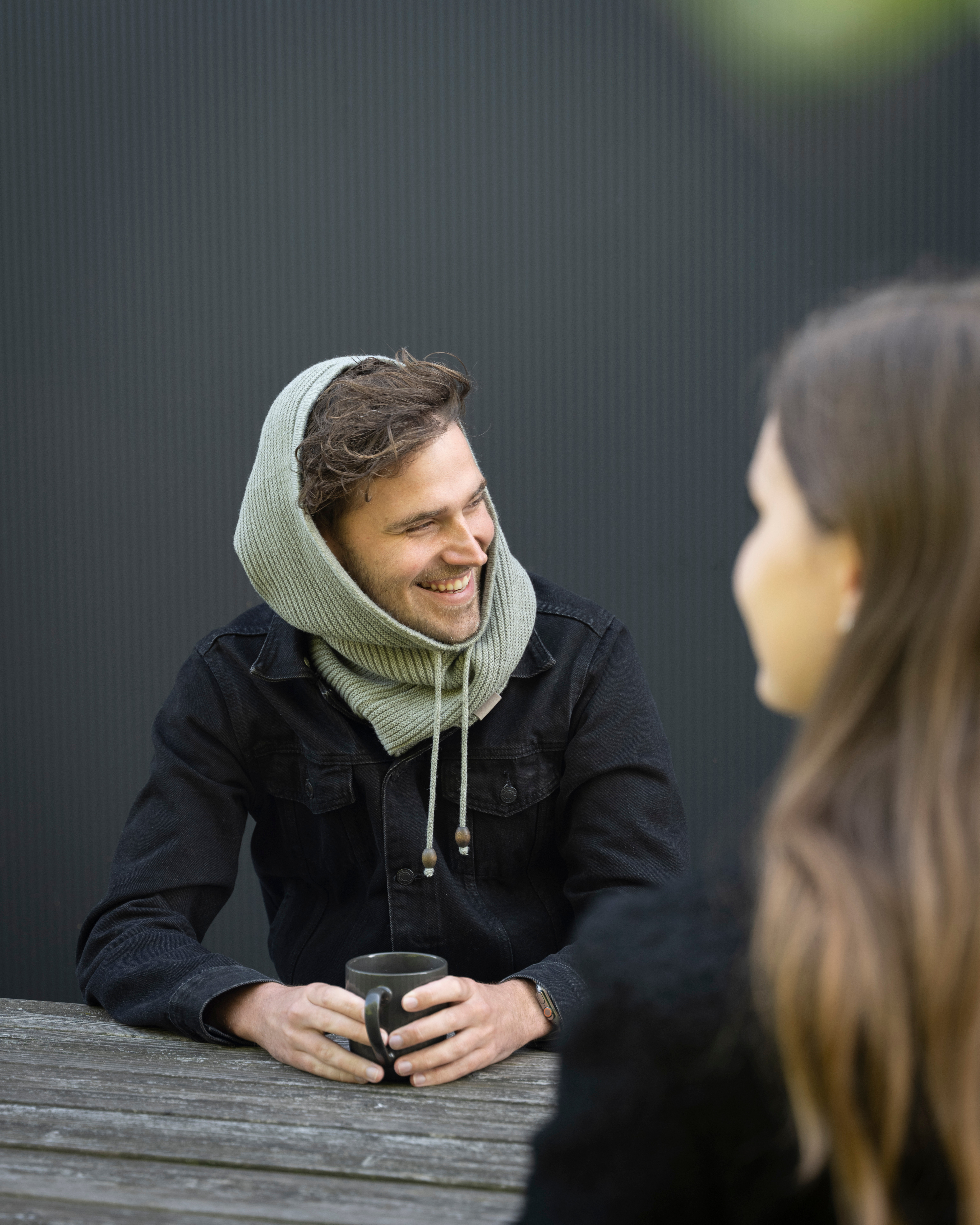 Evy Hooded Scarf Beige