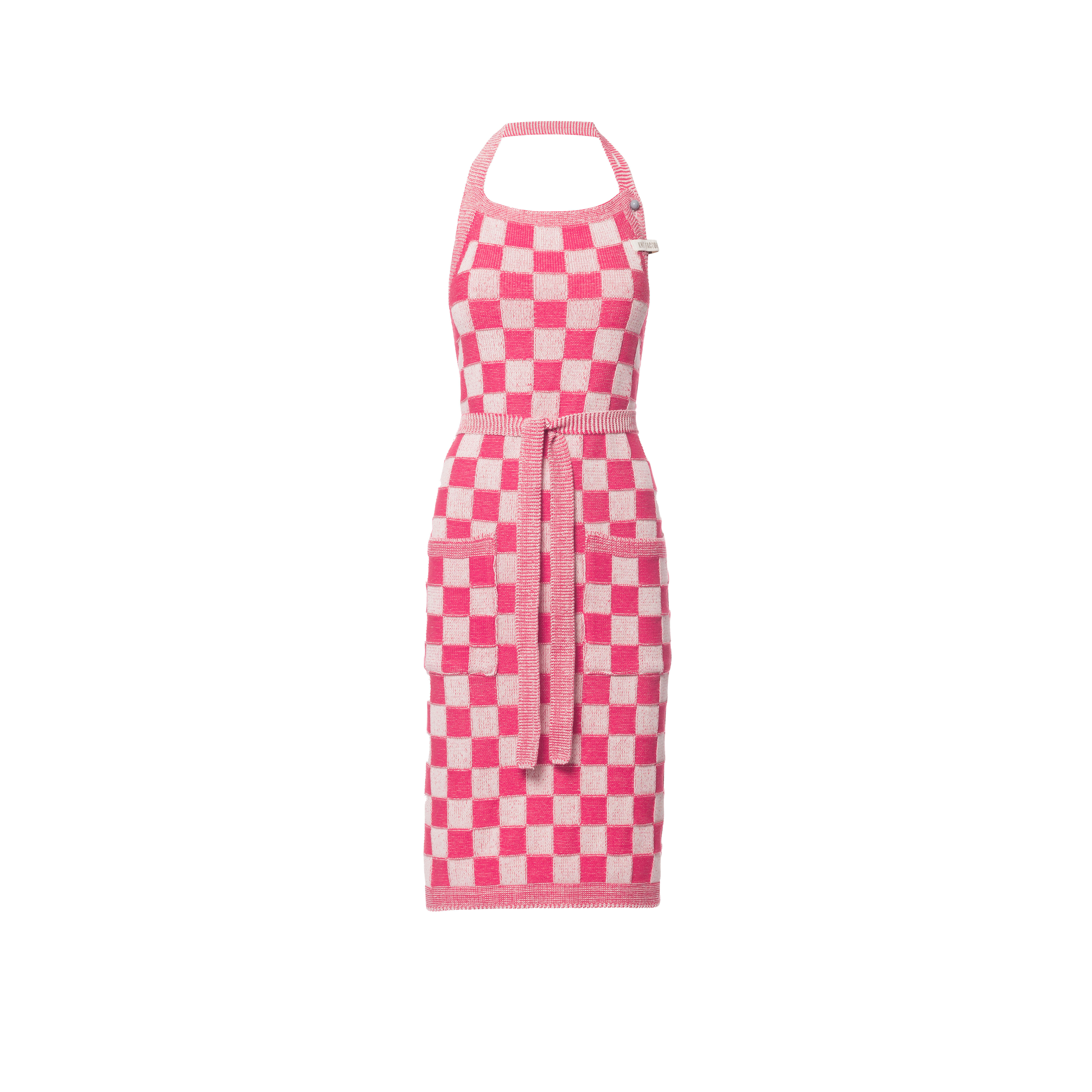 Keukenschort Block Ecru/Fuchsia