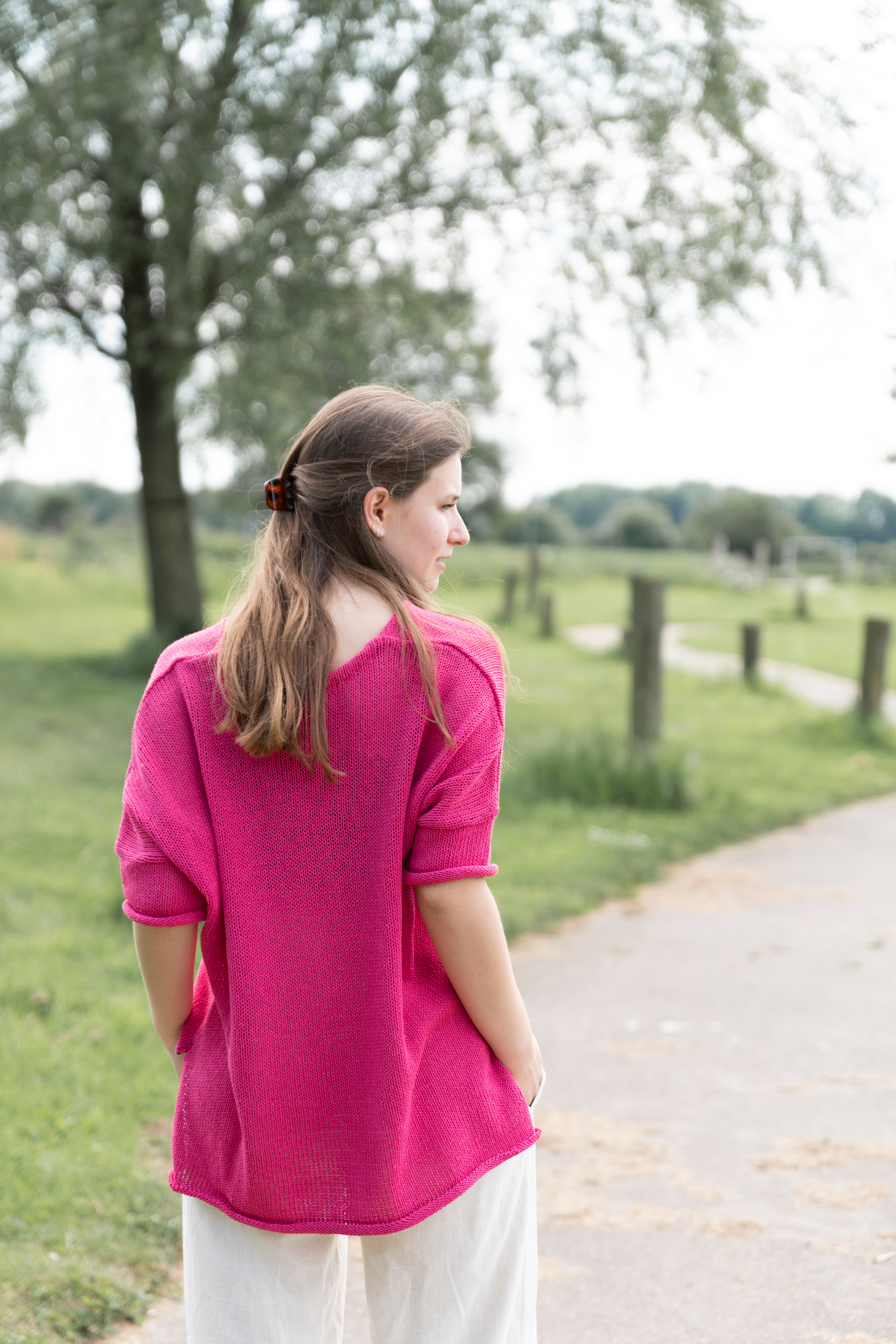 Jasmin Strickpullover V-Ausschnitt Fuchsia - 36/44