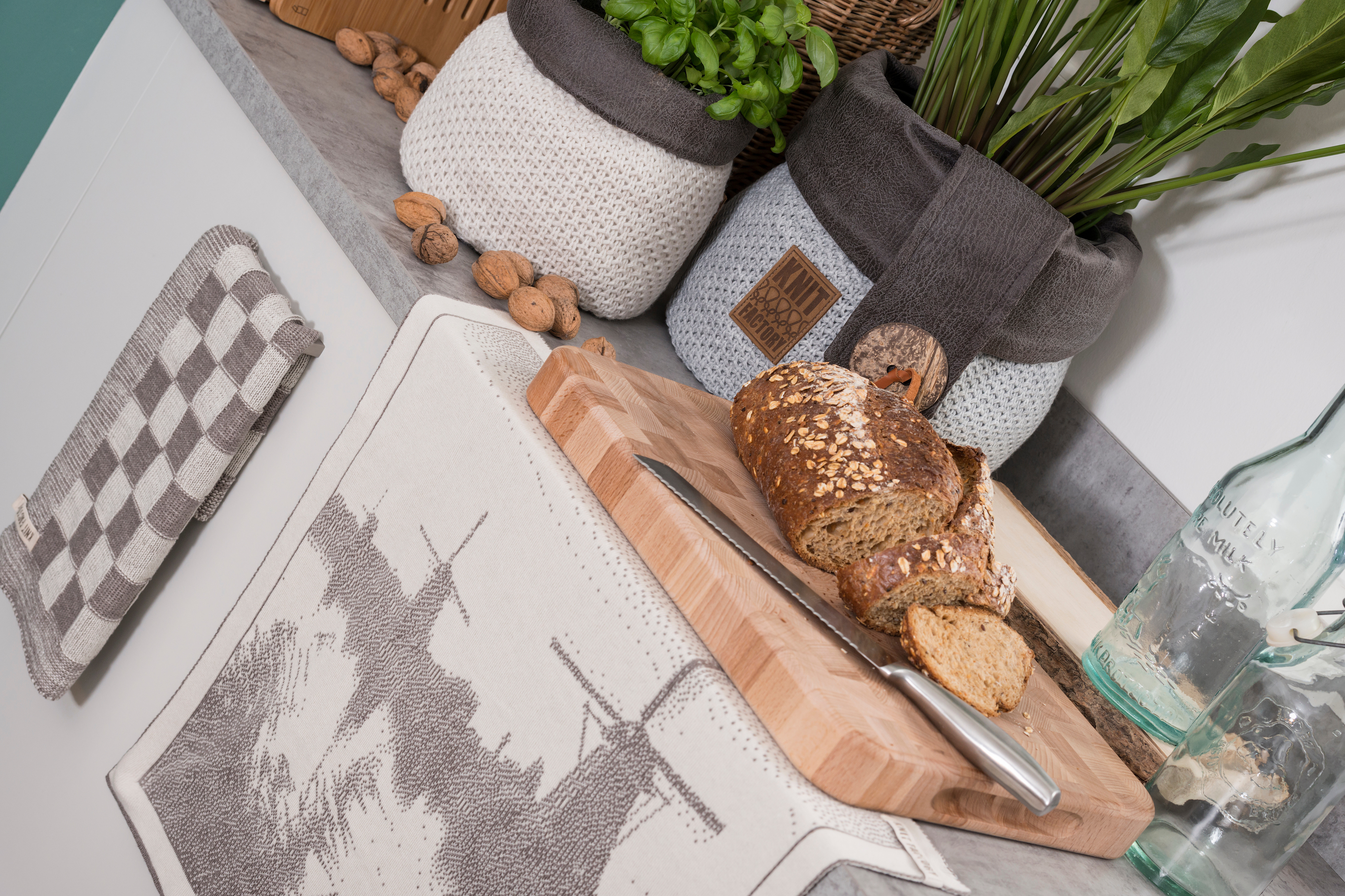 Kitchen Towel Block Ecru/Taupe