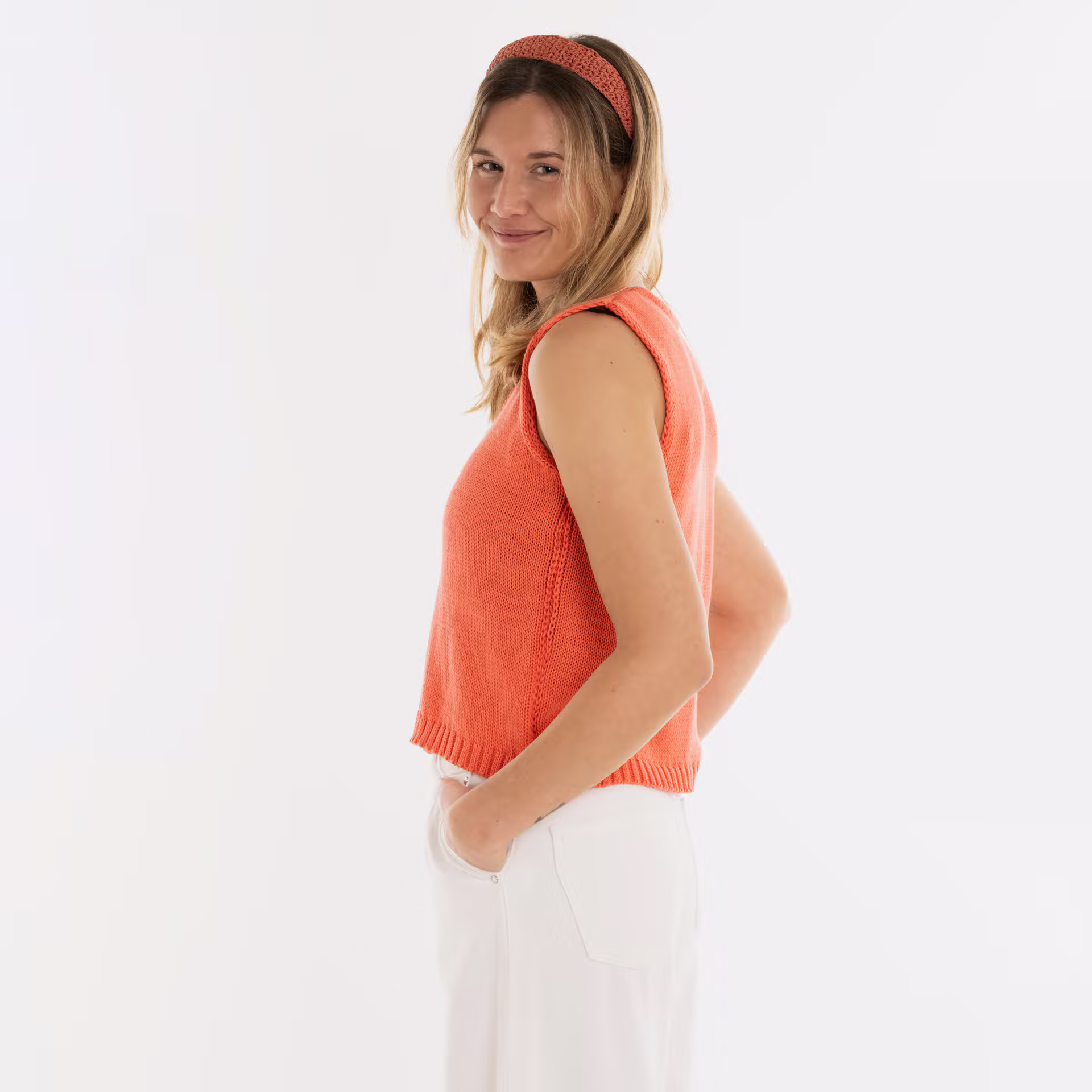 Lumi Gebreid Gilet Sunset Orange - 36/38