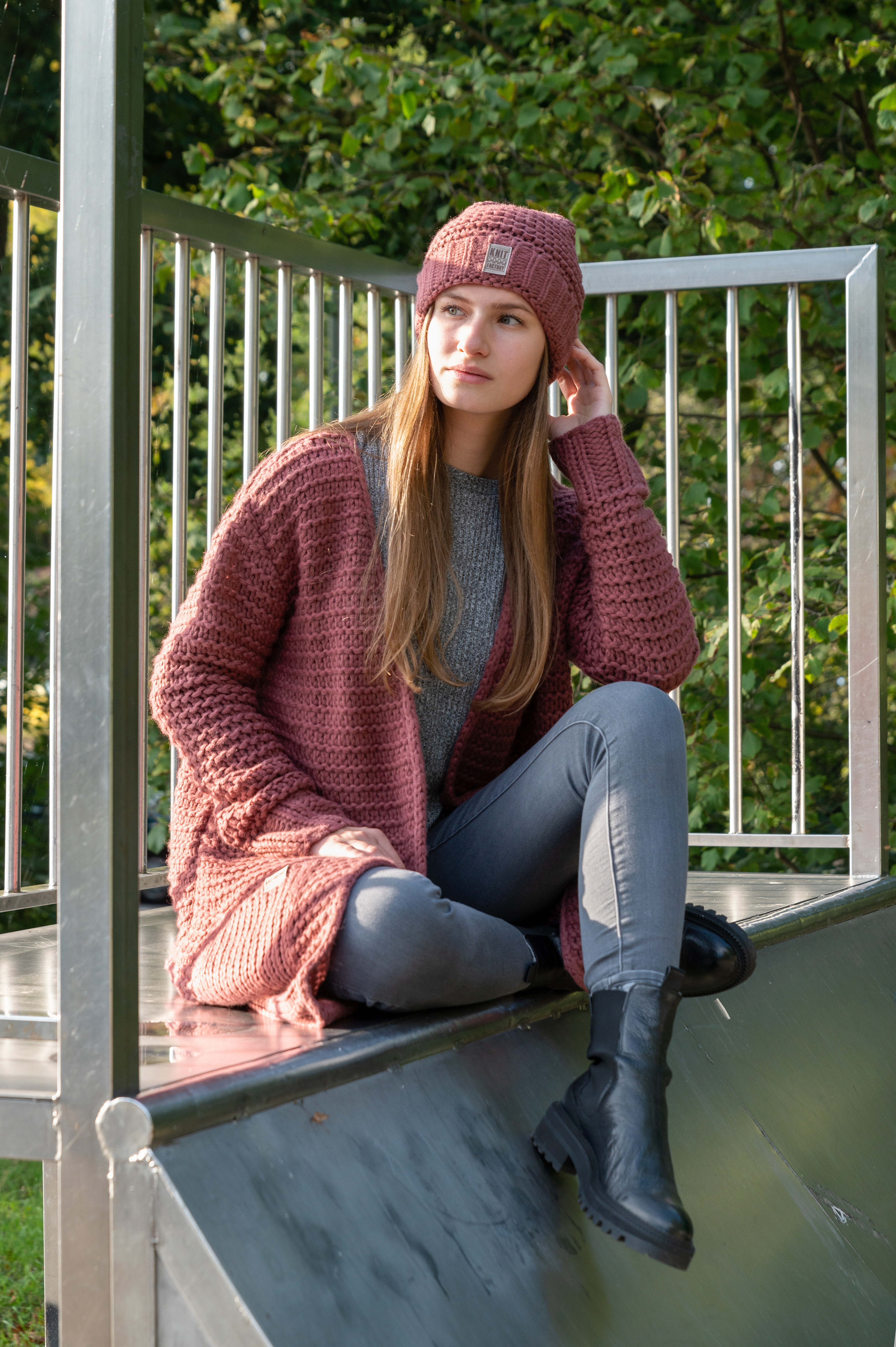 Alex lange Strickjacke Violett - 40/42