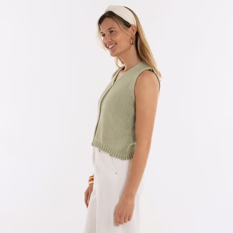 Lumi Knitted Gilet Olive Mist - 36/38