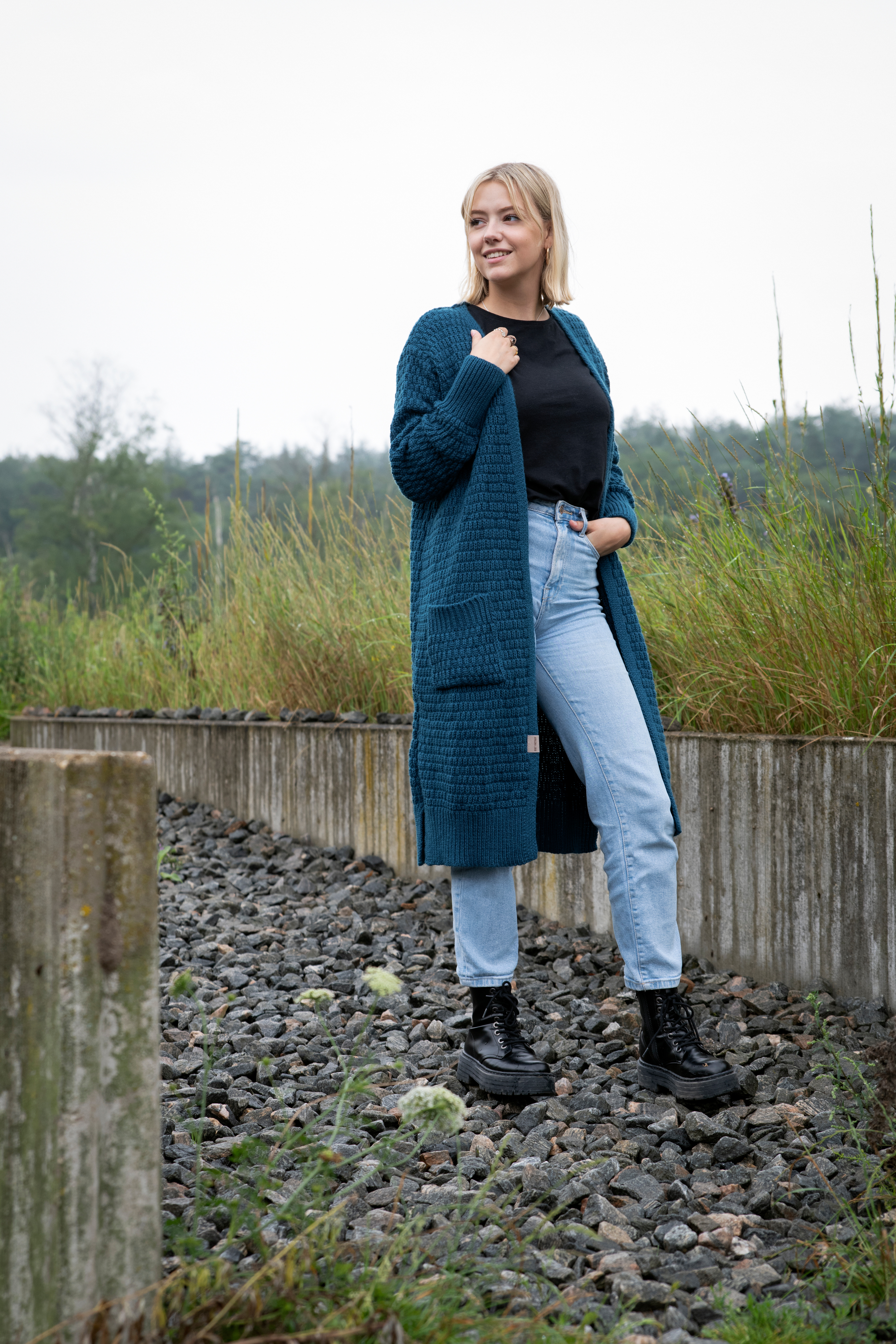 Jaida Lange Strickjacke Nude - 36/38 - Mit Taschen