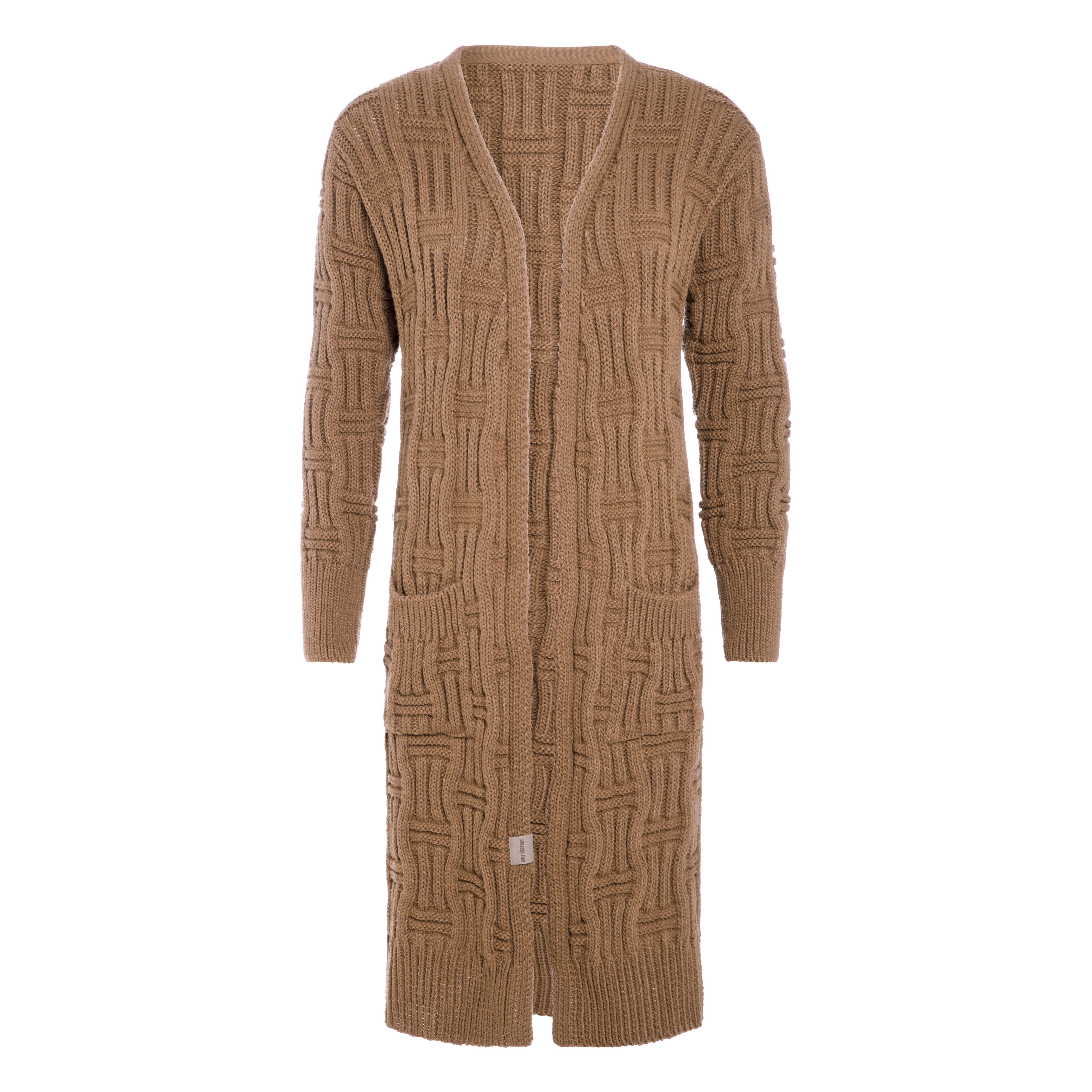 Bobby Lang Gebreid Vest Nude - 36/38 - Met steekzakken