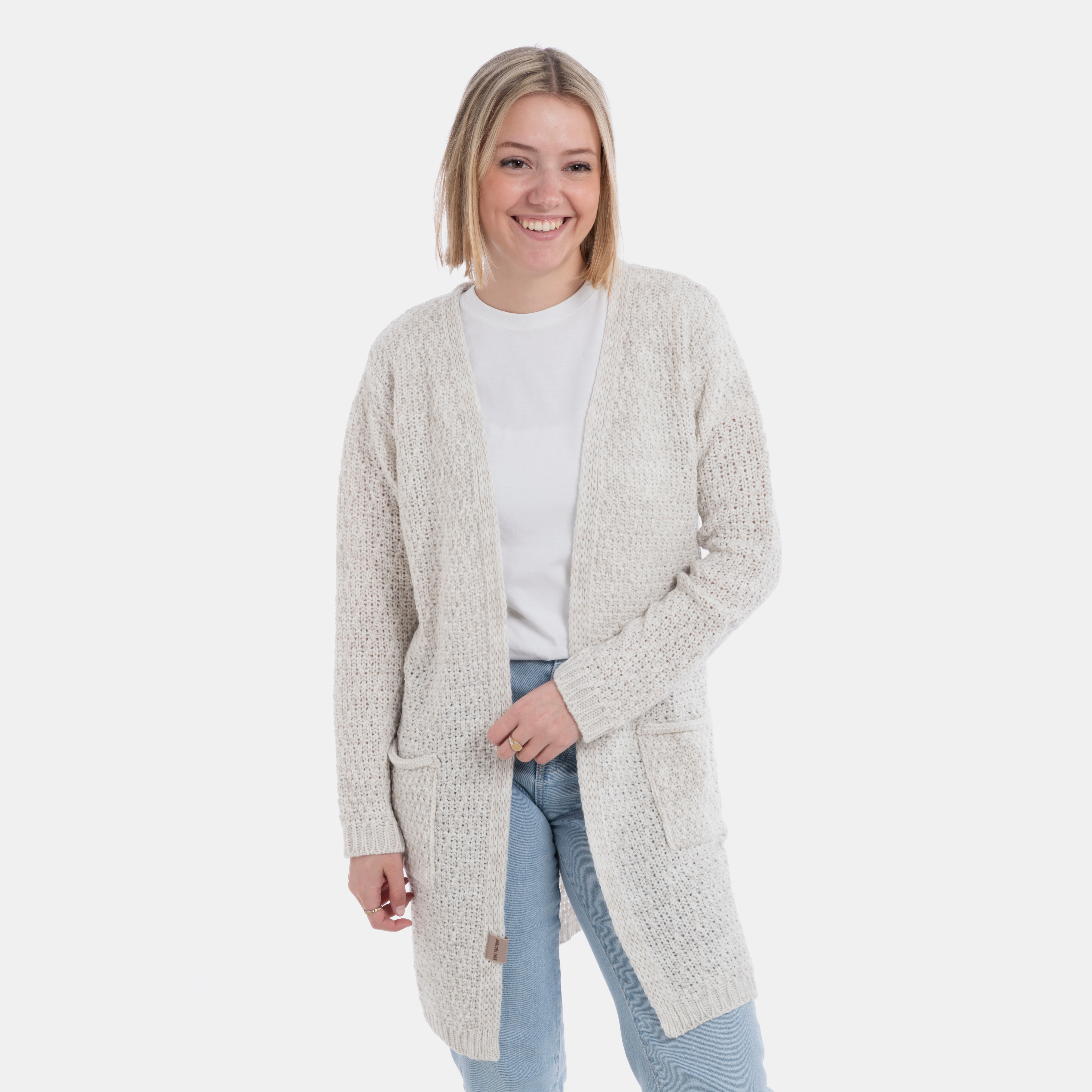 Luna Gebreid Vest Beige - 36/38 - Met steekzakken