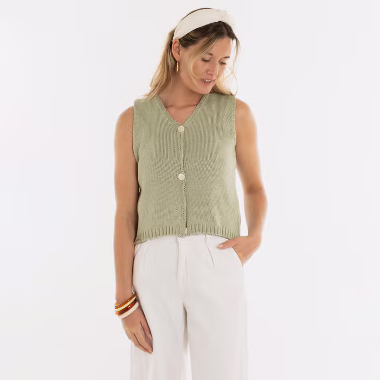 Lumi Knitted Gilet Olive Mist - 36/38