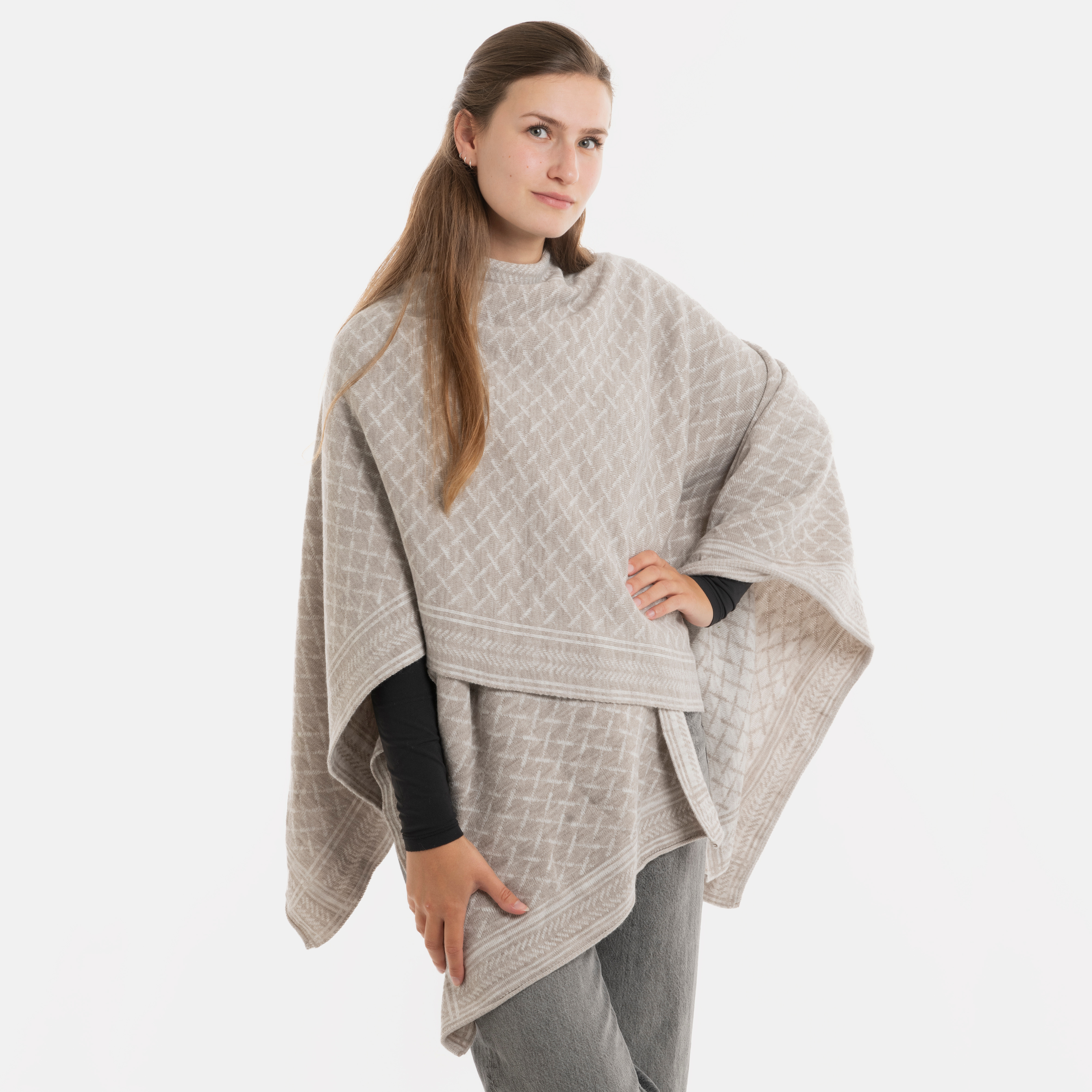 Dusk Poncho Cape Iced Clay/Beige
