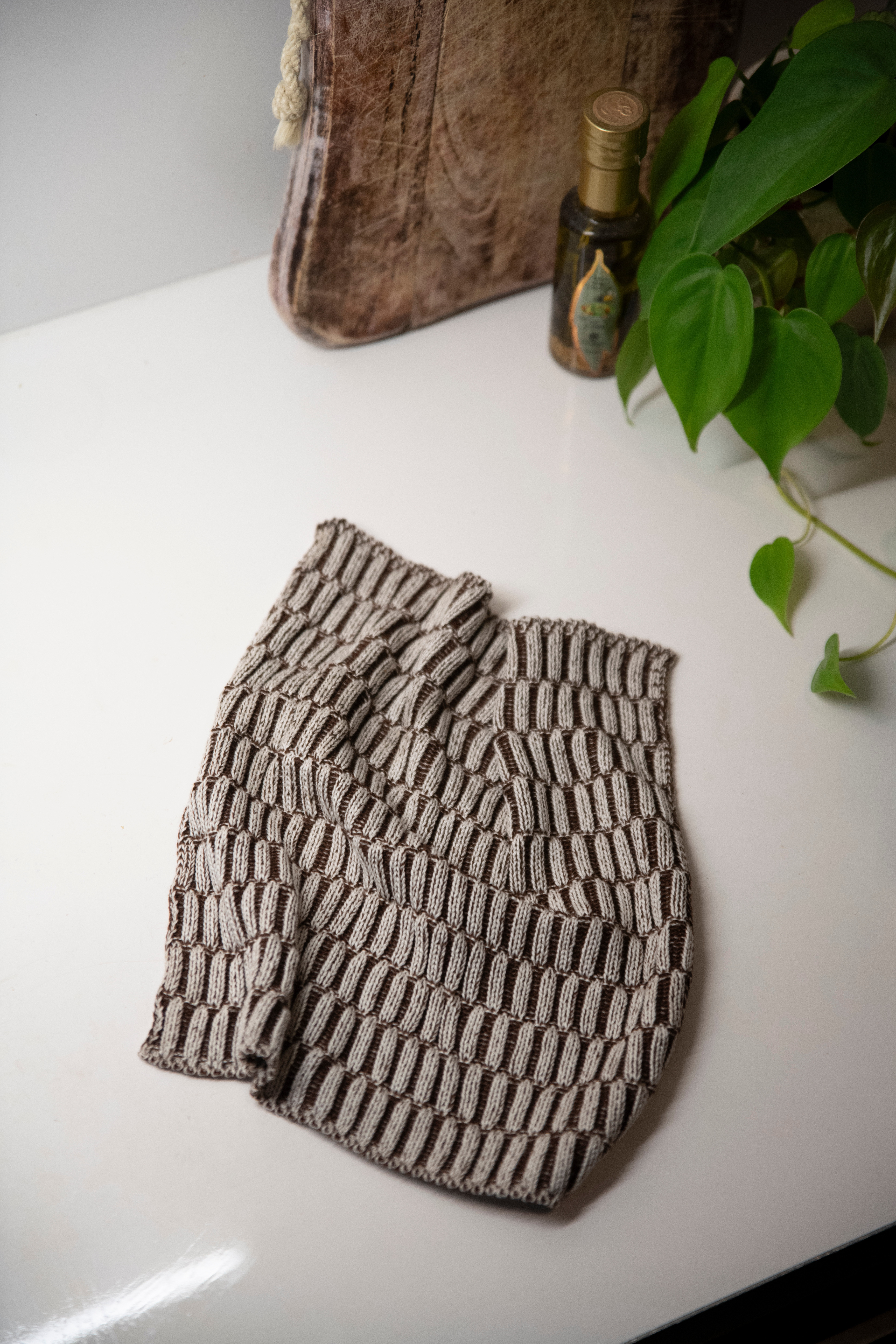 Dishcloth Block Ecru/Chocolate