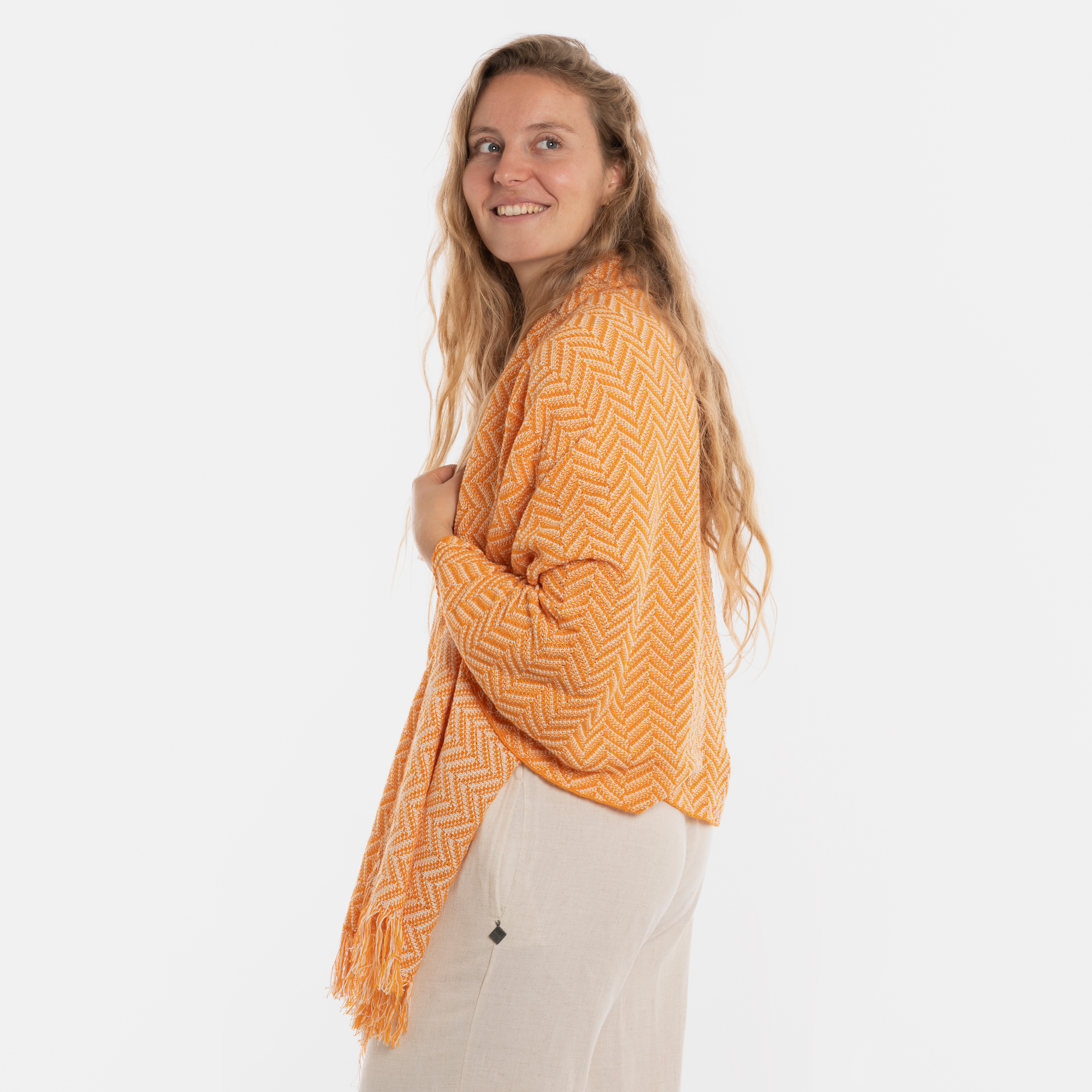 Soleil Scarf Ecru/Orange