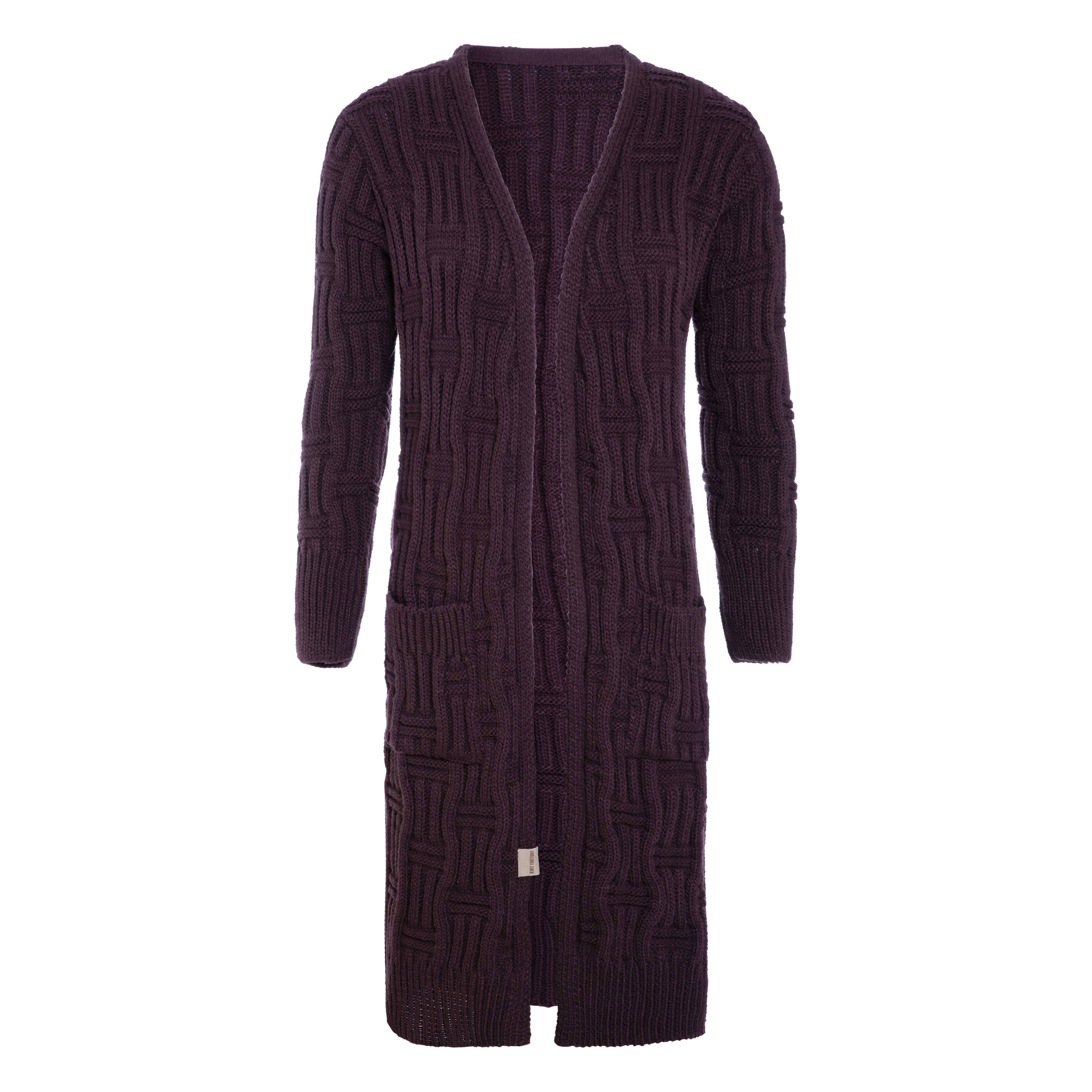 Bobby Lang Gebreid Vest Aubergine - 36/38 - Met steekzakken