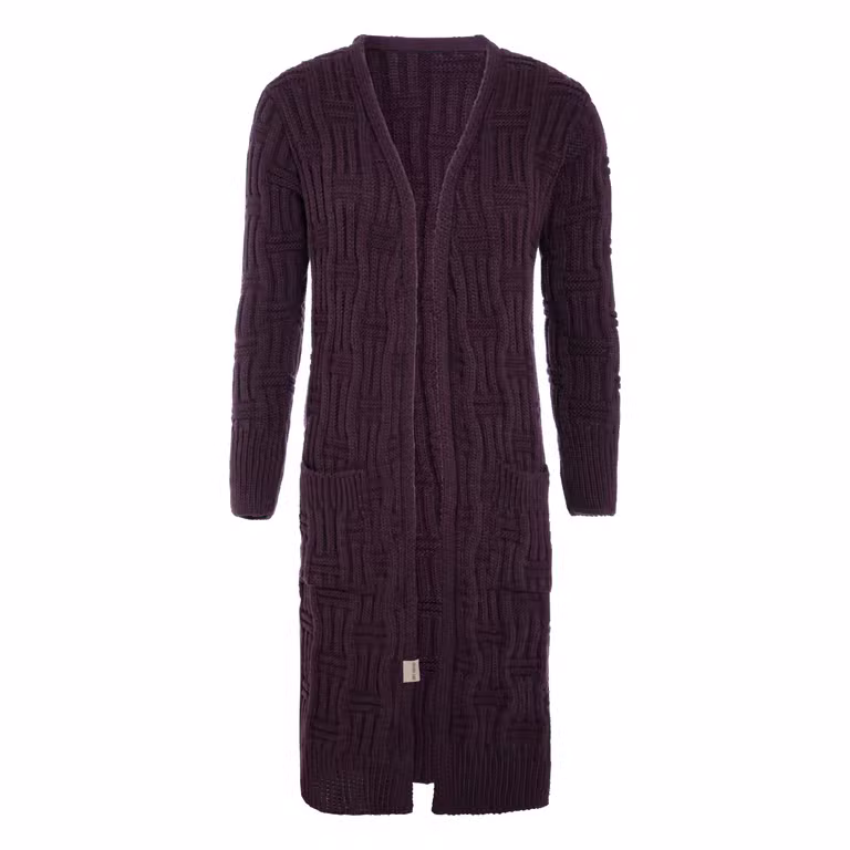 Bobby Lange Strickjacke Aubergine - 36/38 - Mit Taschen