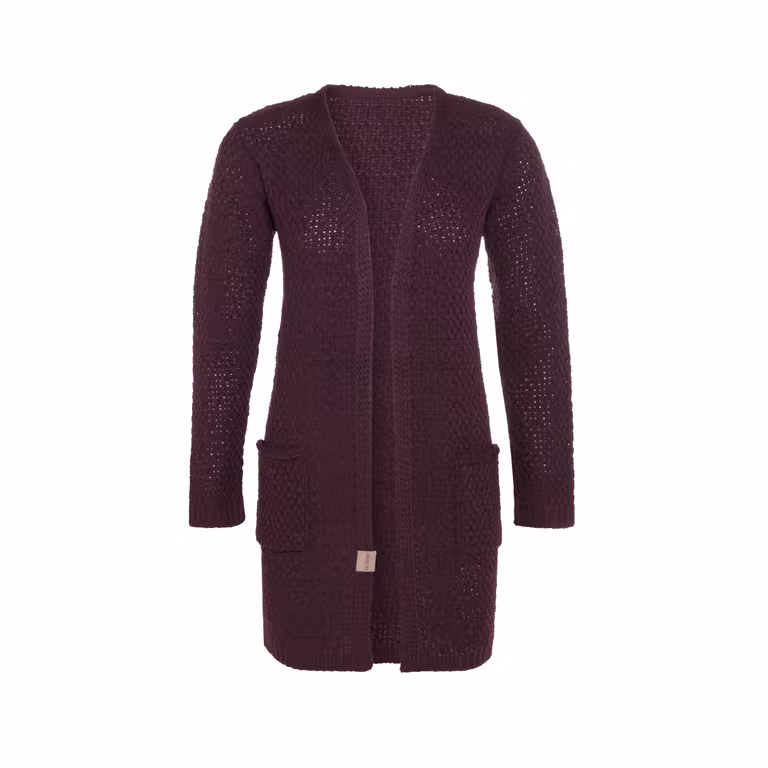 Luna Strickjacke Aubergine - 40/42 - Mit Taschen
