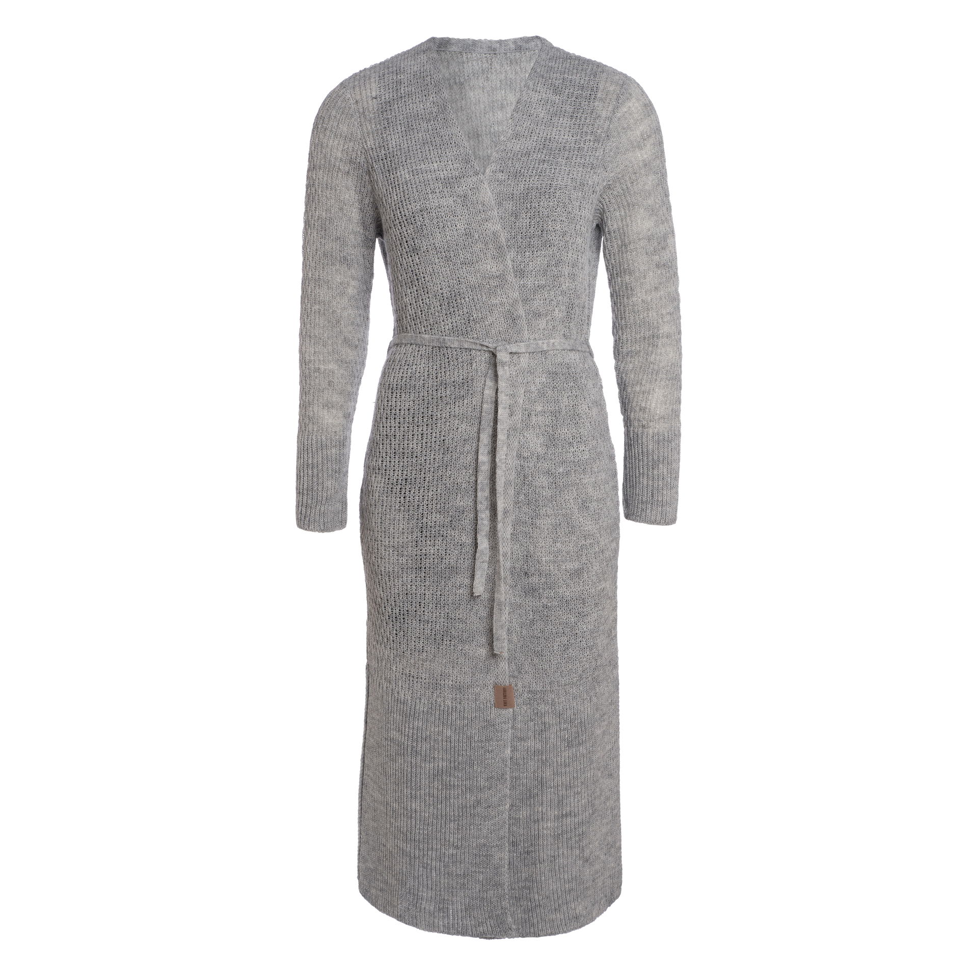 Gina Long Knitted Cardigan Light Grey - 36/38 - With side pockets