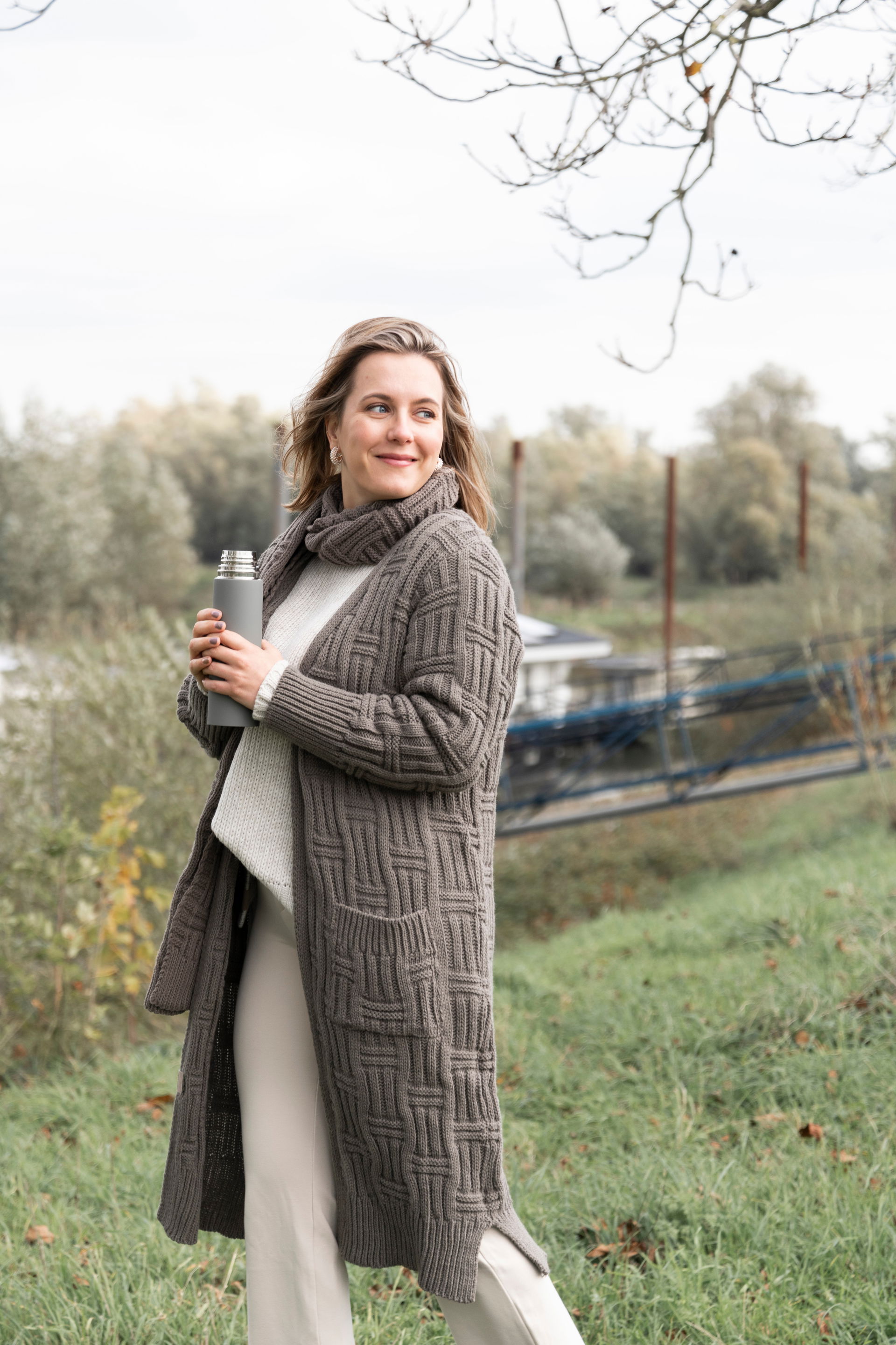 Bobby Long Knitted Cardigan Laurel - 36/38 - With side pockets