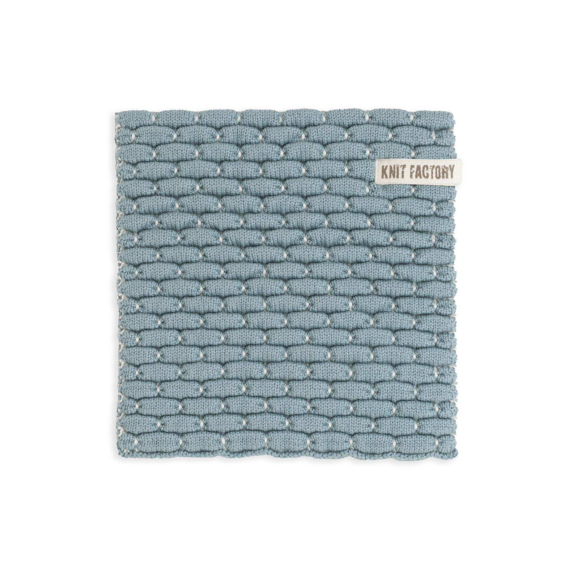 Knitted trivet Block Ecru/Stone Green