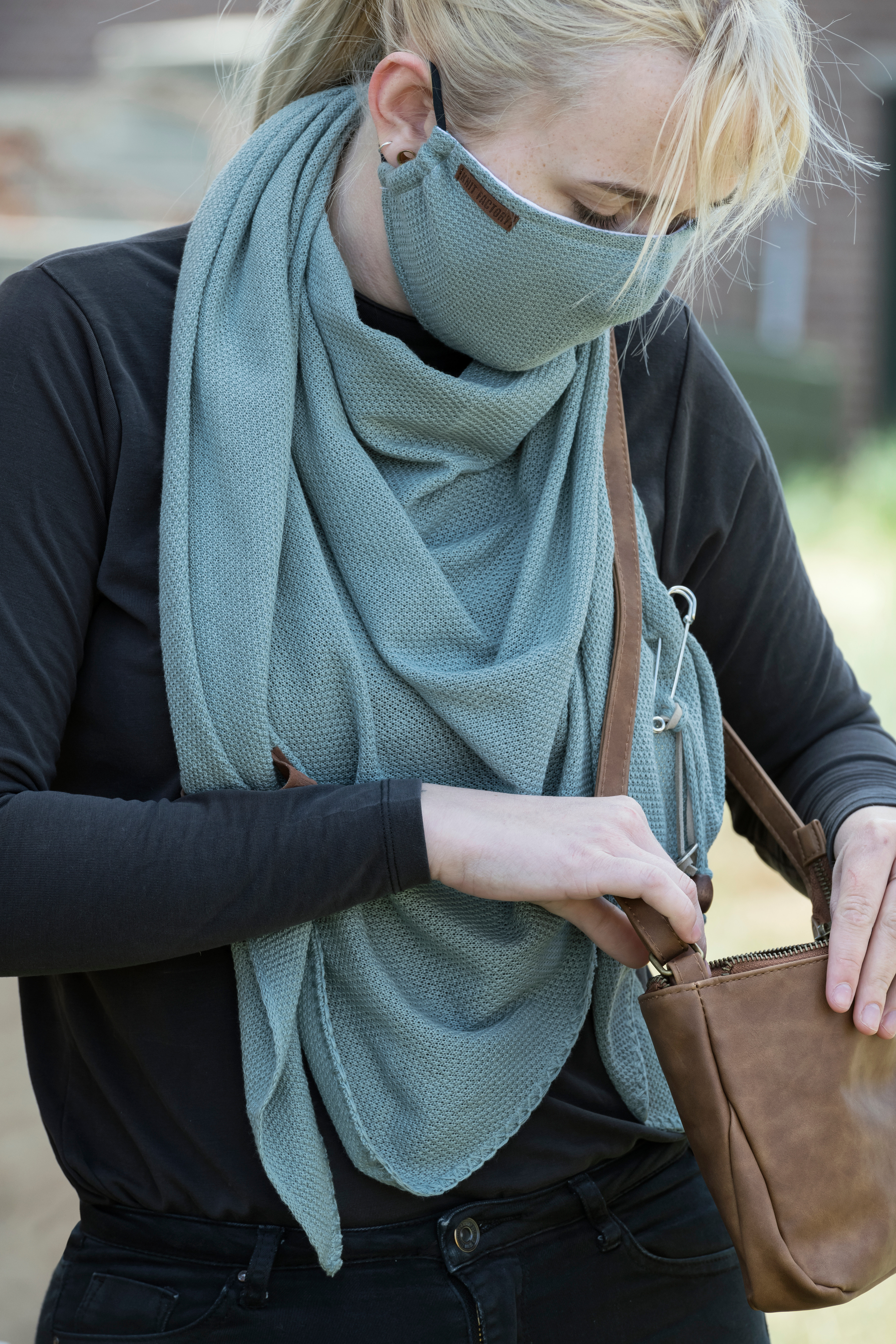 Lola Triangle Scarf Stone Green