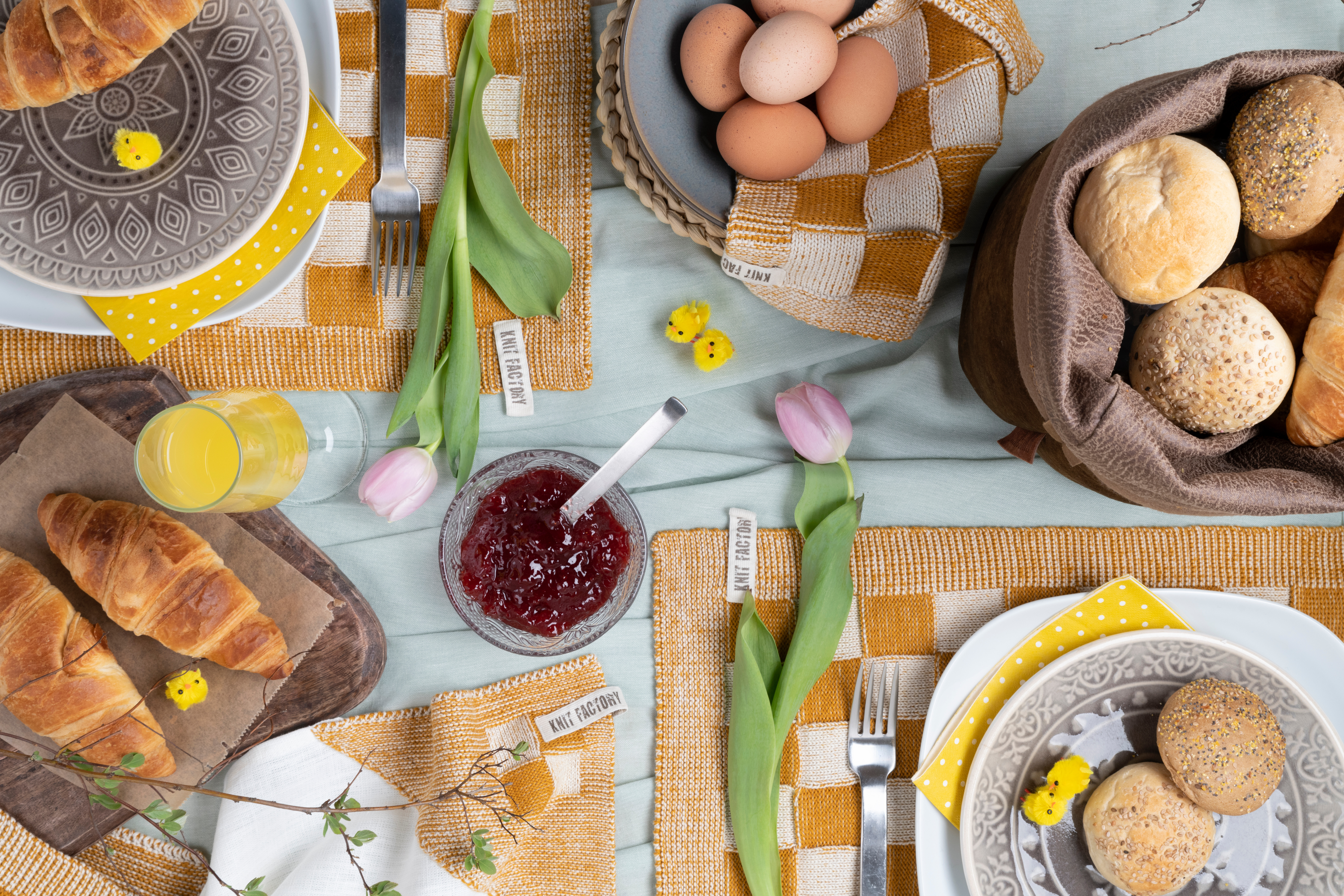 Tea-towel Block Ecru/Ochre