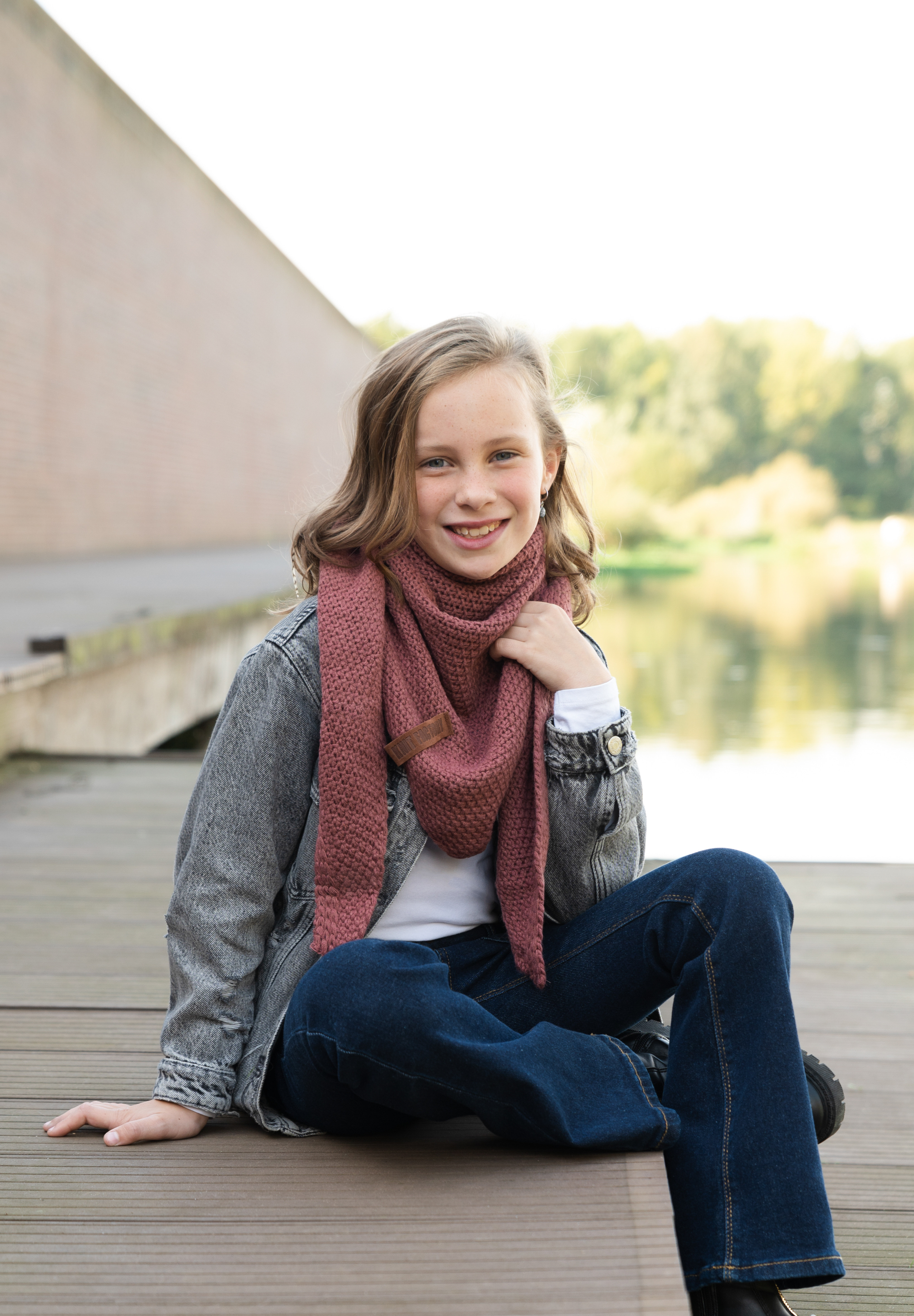 Coco Triangle Scarf Junior Stone Red