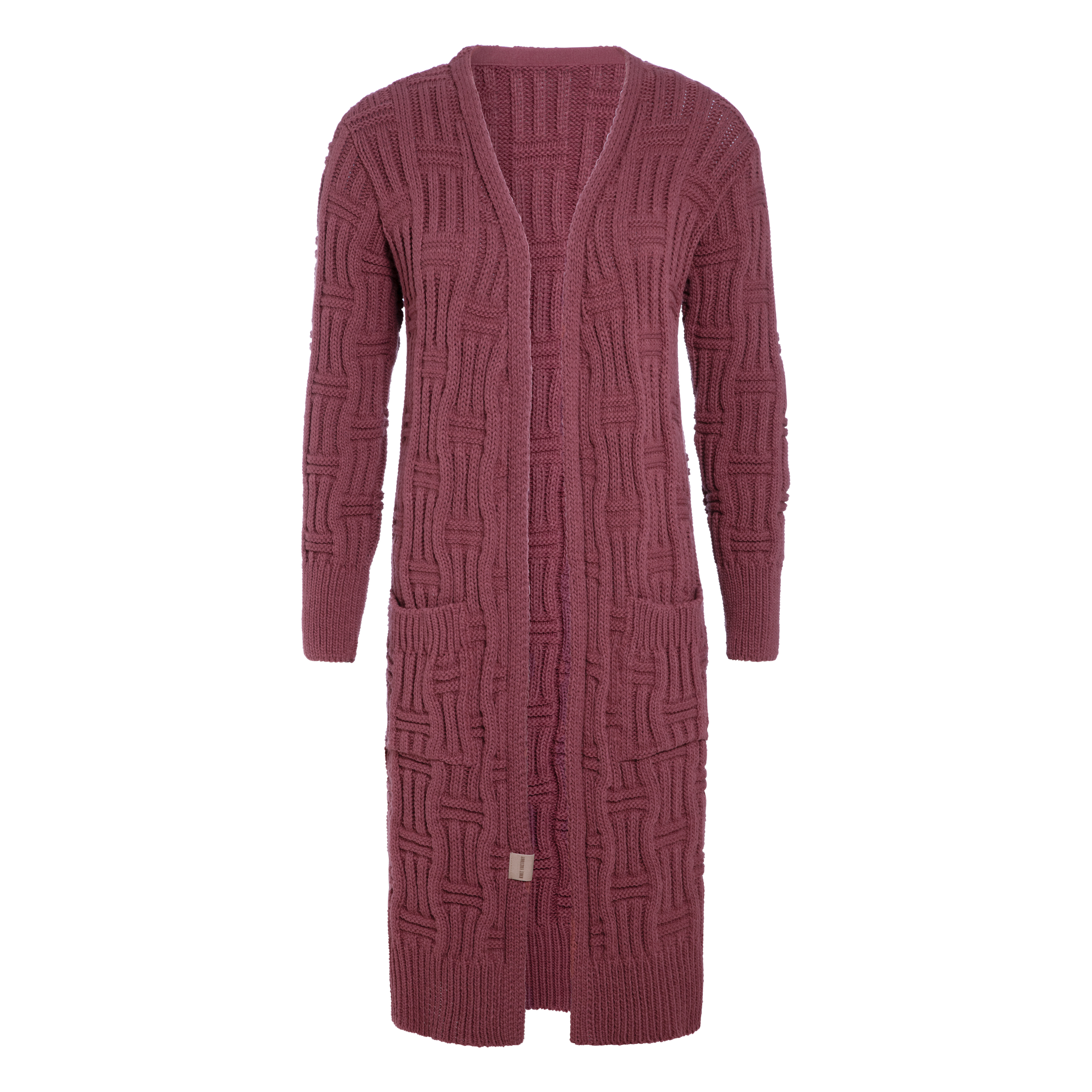 Bobby Lang Gebreid Vest Stone Red - 36/38 - Met steekzakken