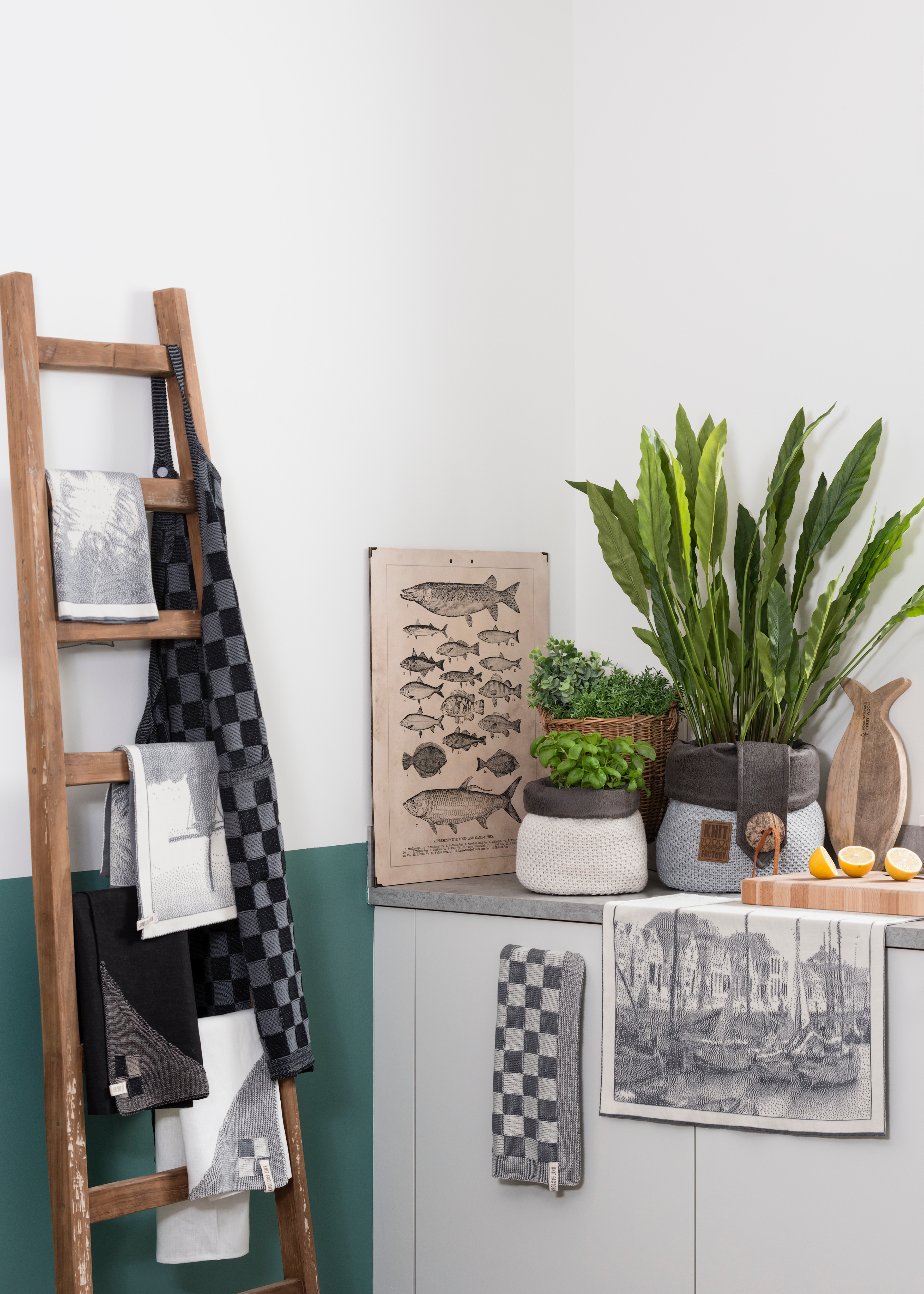 Tea-towel Block Ecru/Med Grey