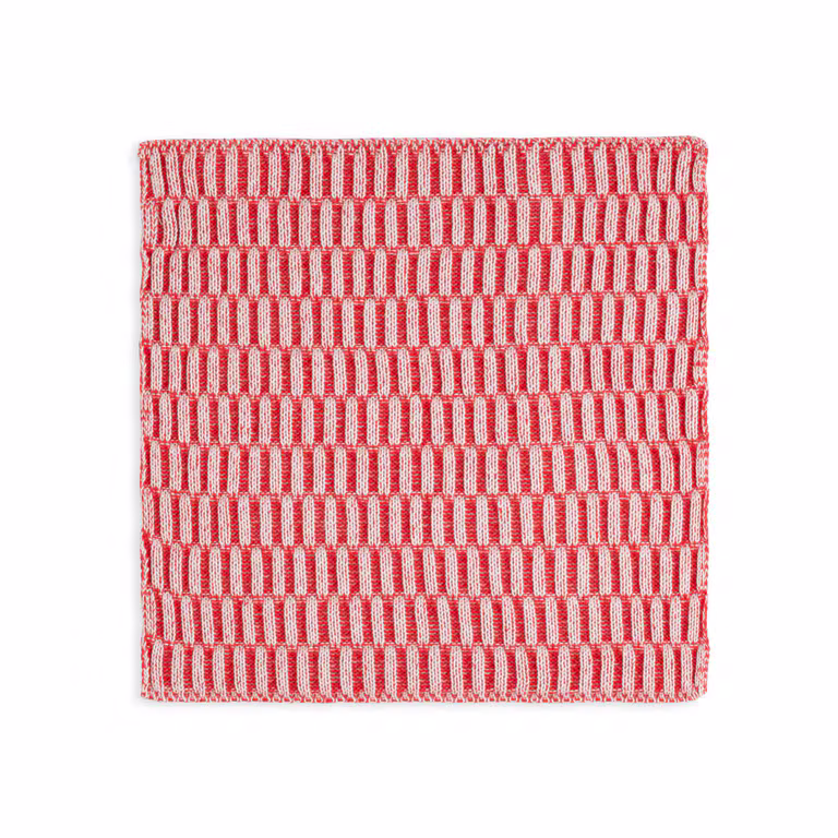 Vaatdoek Block Ecru/Rood