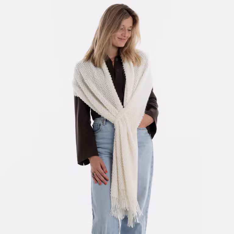 Reese Scarf Beige - With loop and fringes