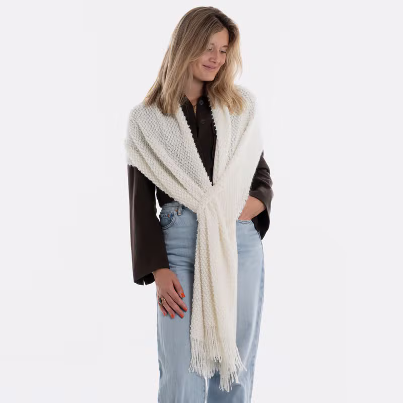 Reese Scarf Beige - With loop and fringes