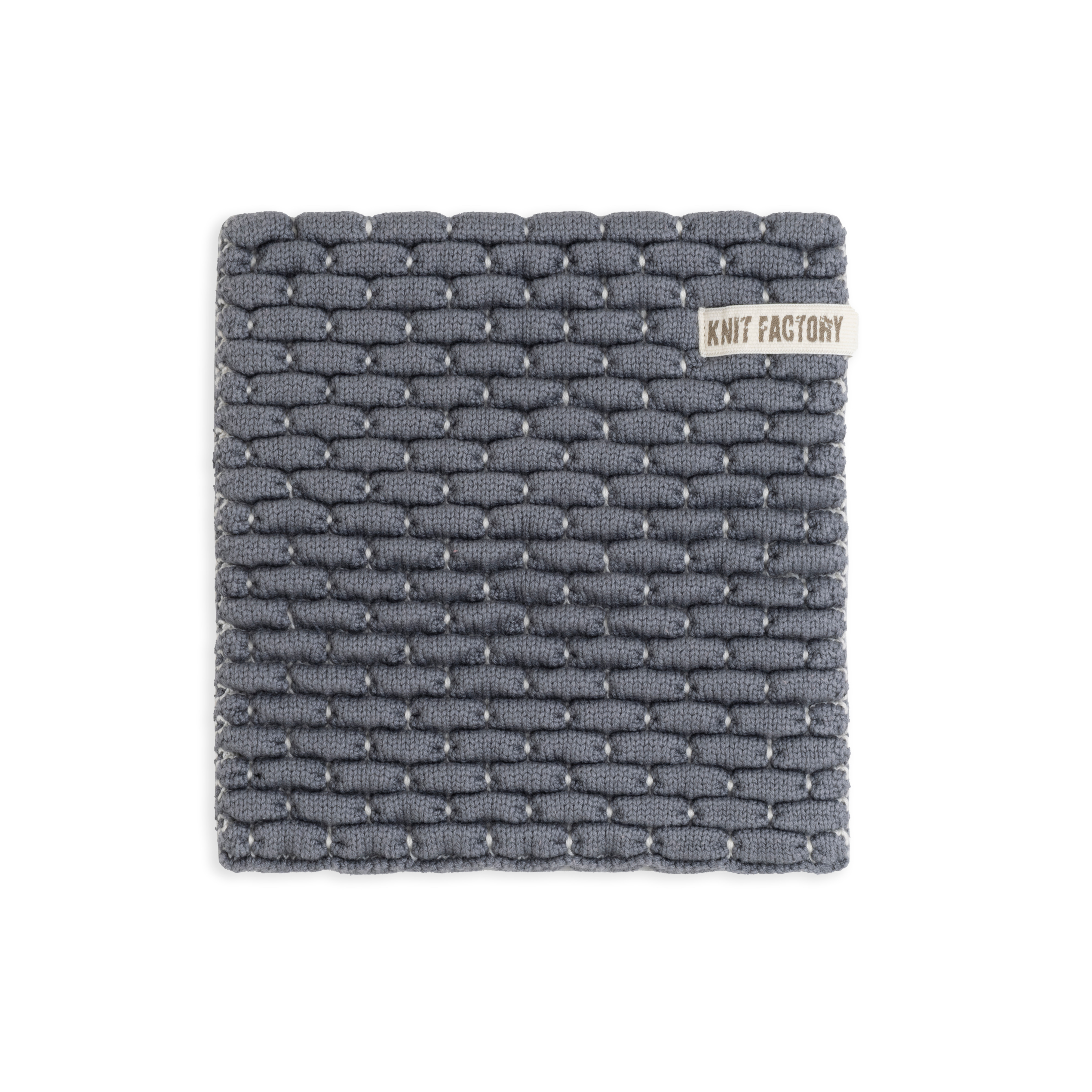 Gestrickter Topfuntersetzer Block Ecru/Anthrazit