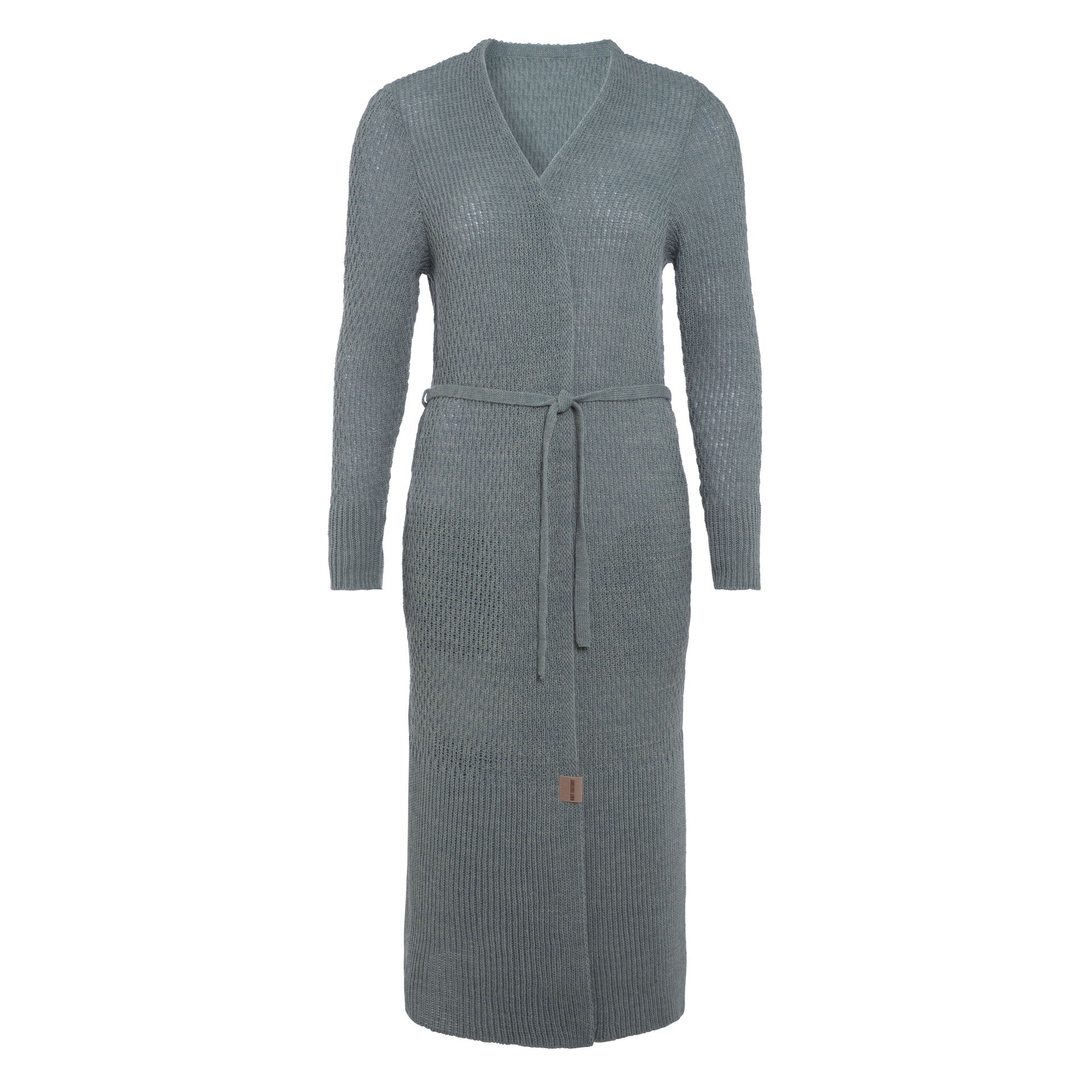 Gina Long Knitted Cardigan Stone Green - 36/38 - With side pockets