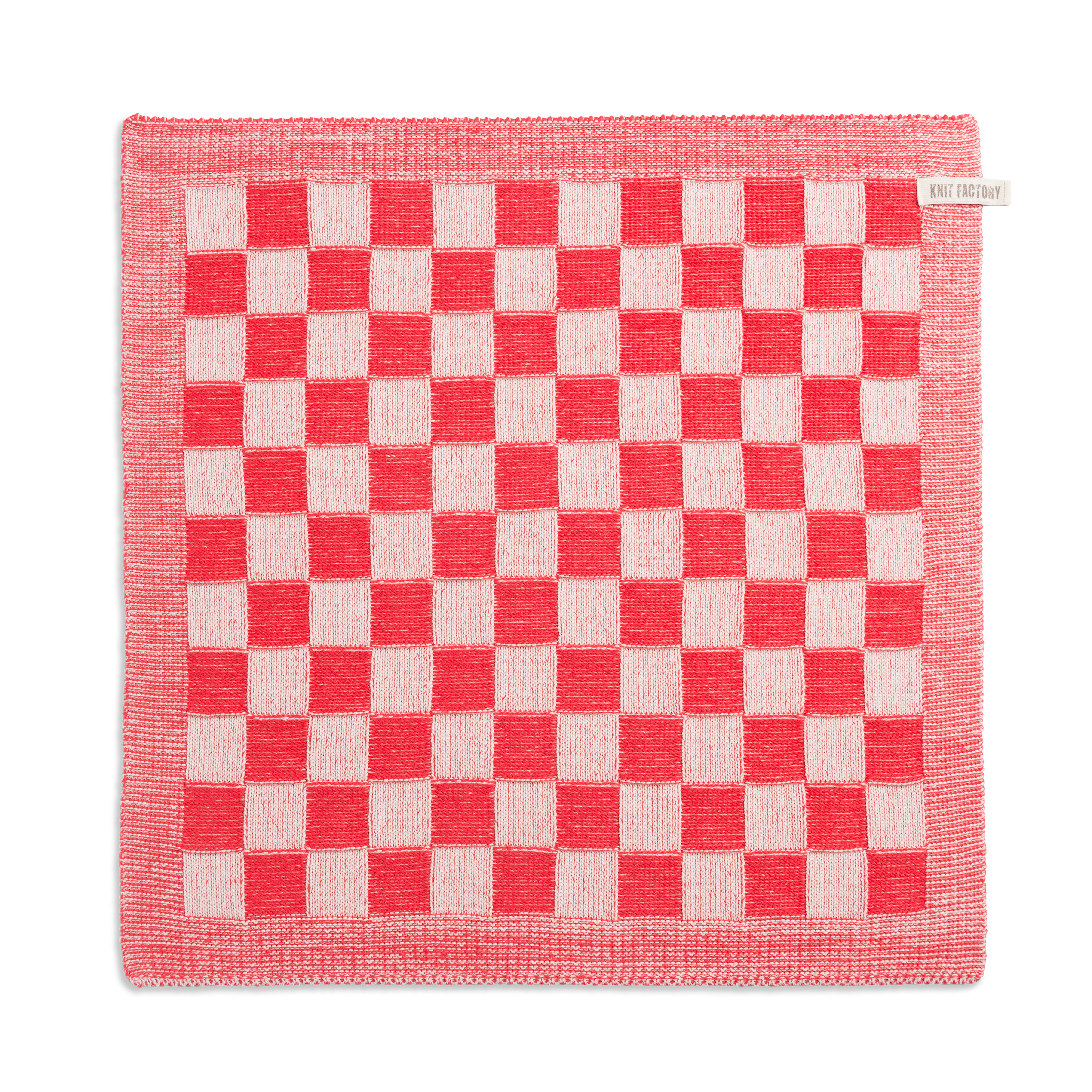 Keukendoek Block Ecru/Rood