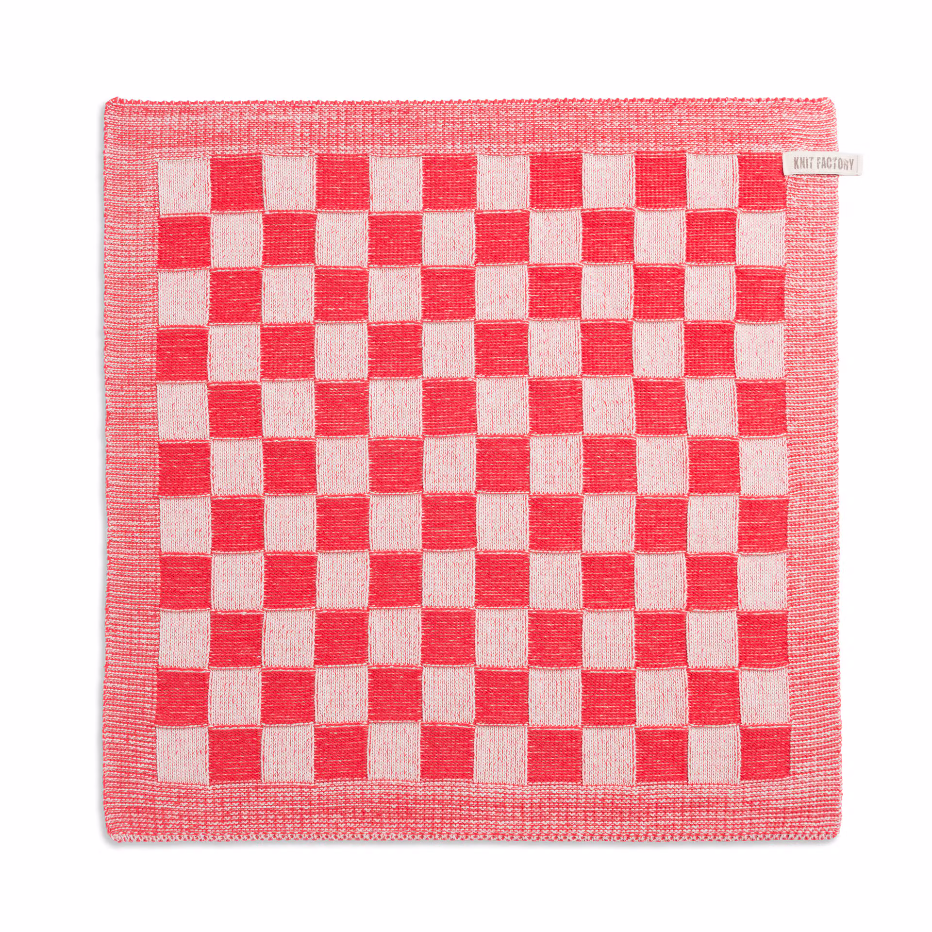 Keukendoek Block Ecru/Rood