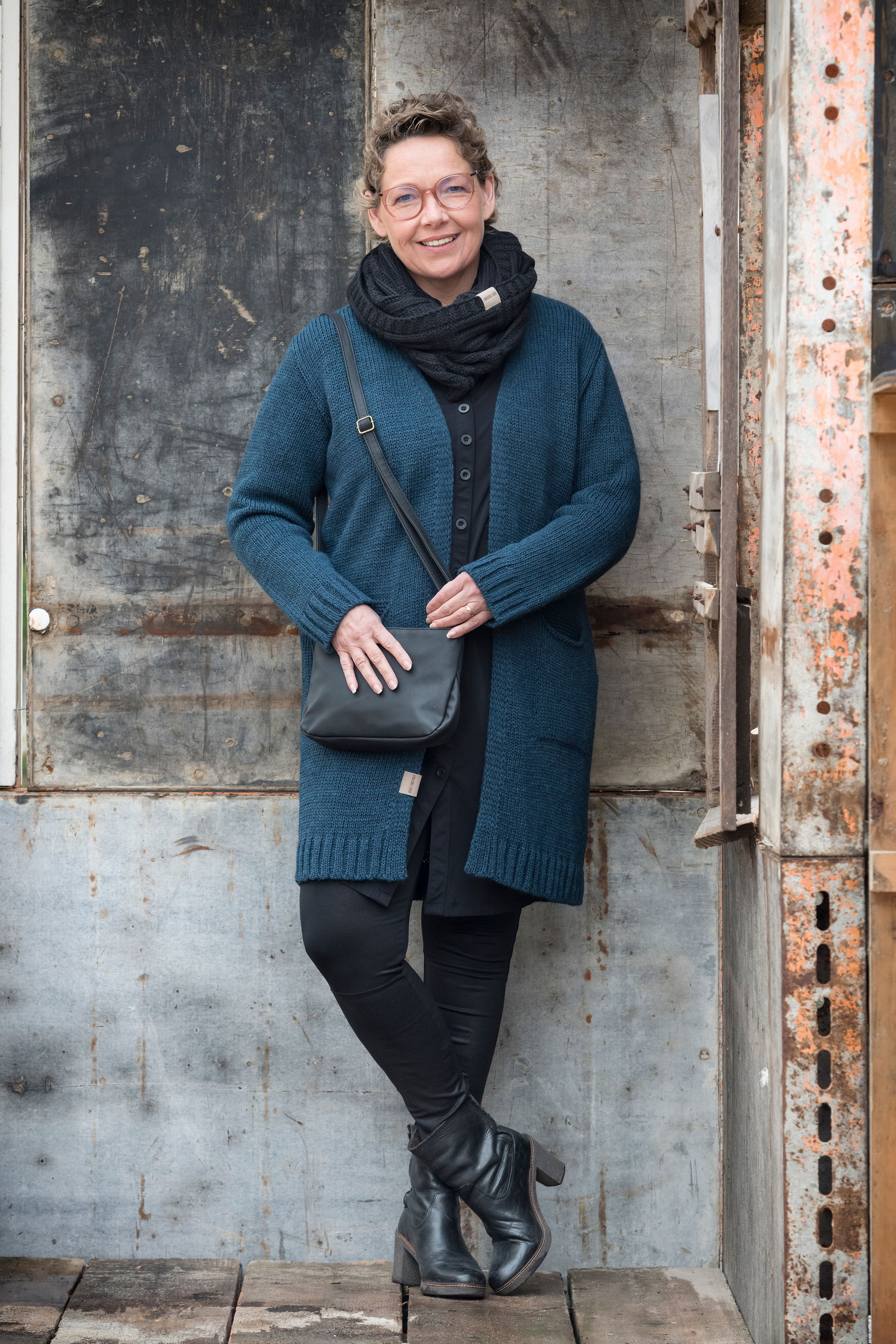 Ruby Gebreid Vest Aubergine - 40/42 - Met steekzakken