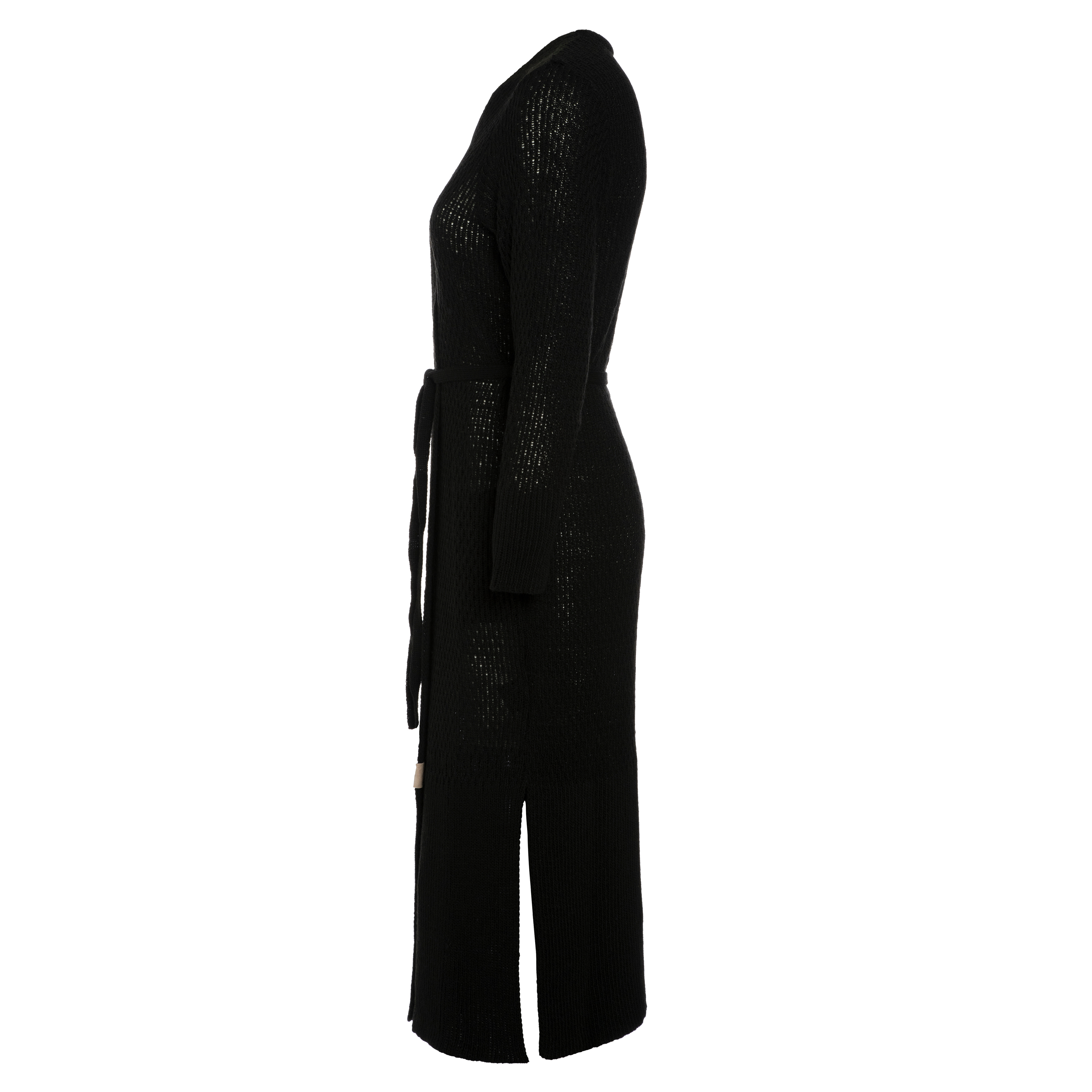 Gina Long Knitted Cardigan Black - 40/42 - With side pockets